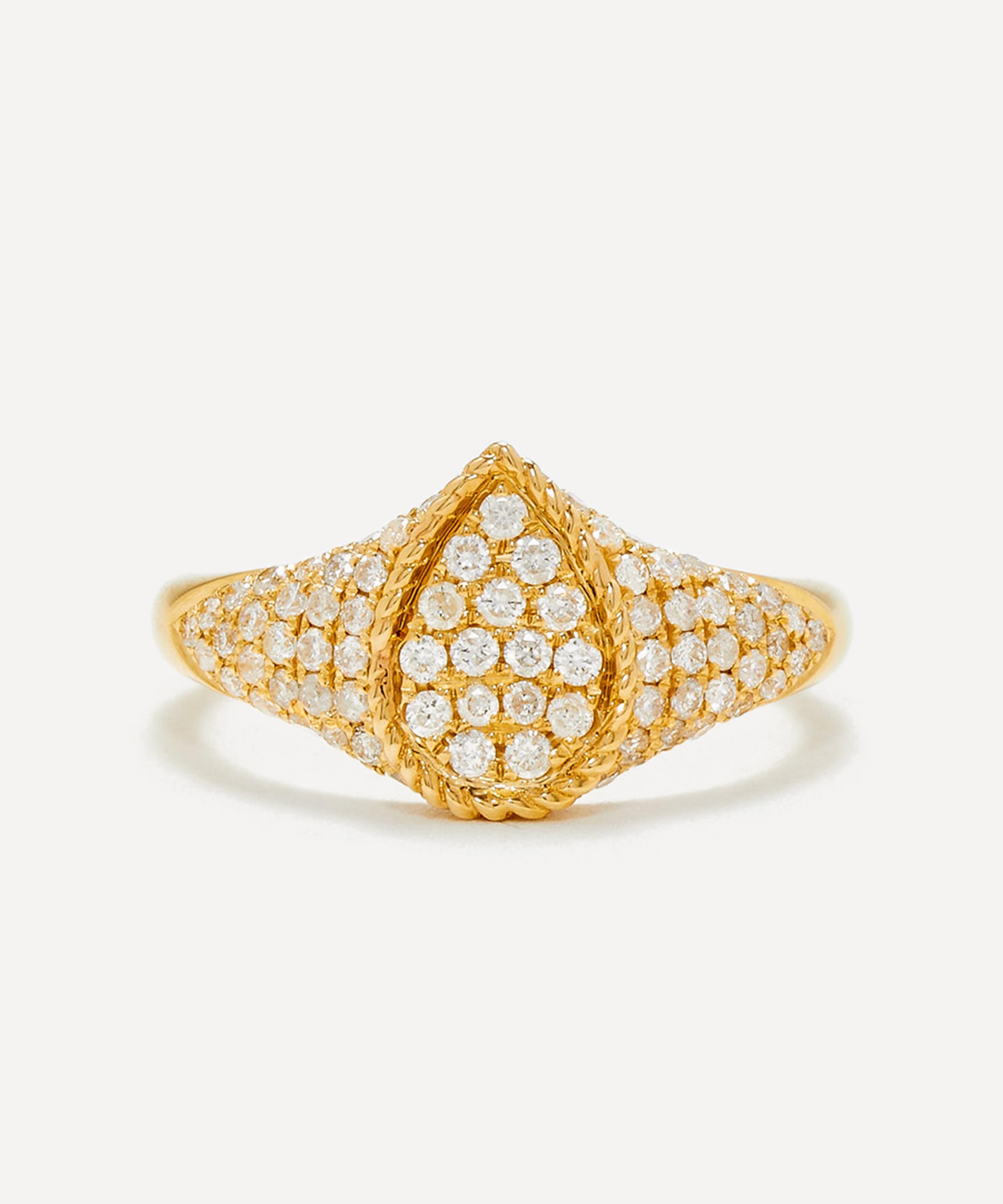 Yvonne Léon - 9ct Gold Berlingot Diamond Baby Pear Signet Ring image number 0