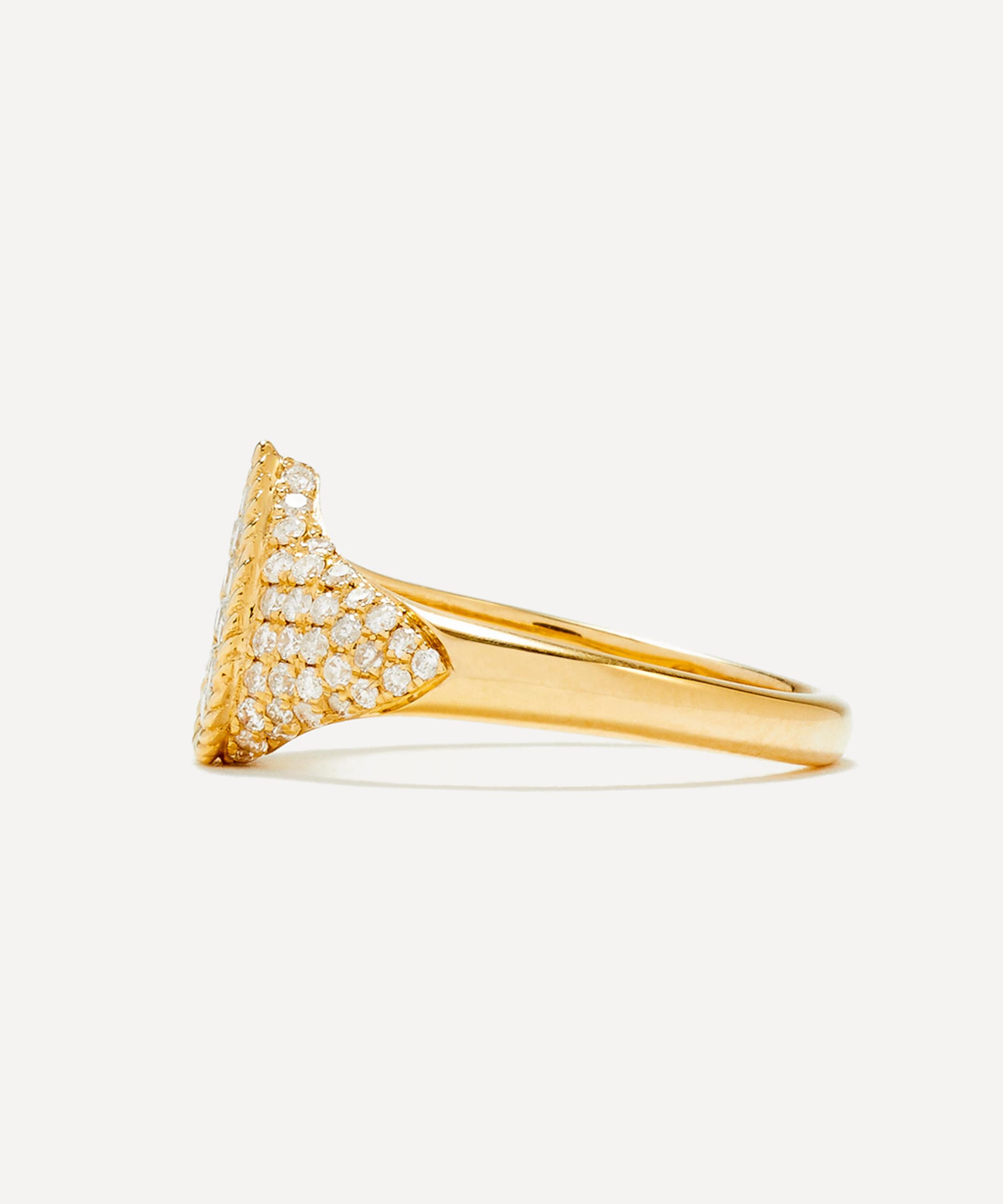 Yvonne L&eacute;on - 9ct Gold Berlingot Diamond Baby Pear Signet Ring image number 2