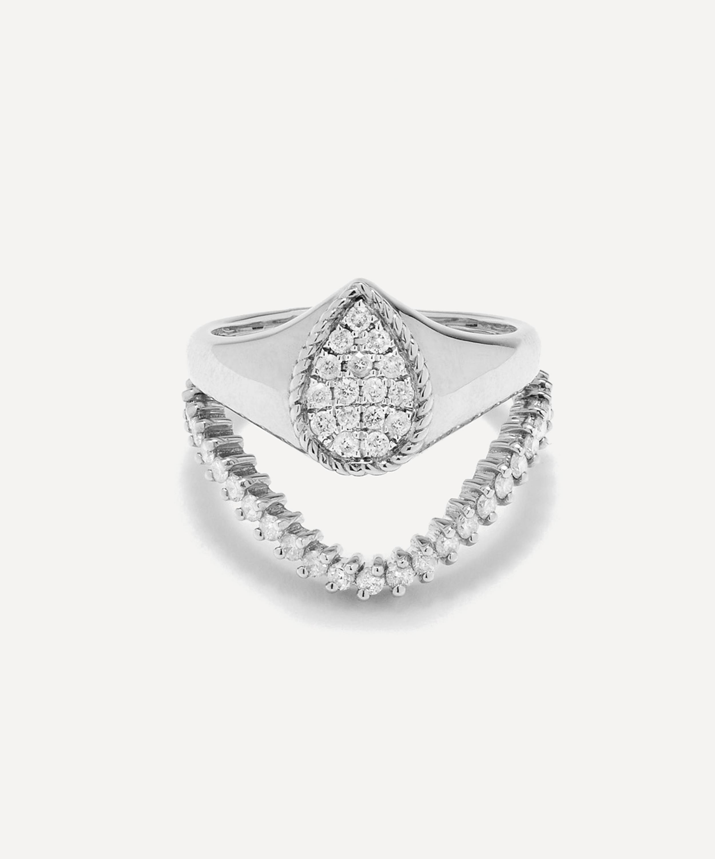 Yvonne Léon - 9ct Gold Pear Signet Ring and Diamond Wave Ring Set image number 