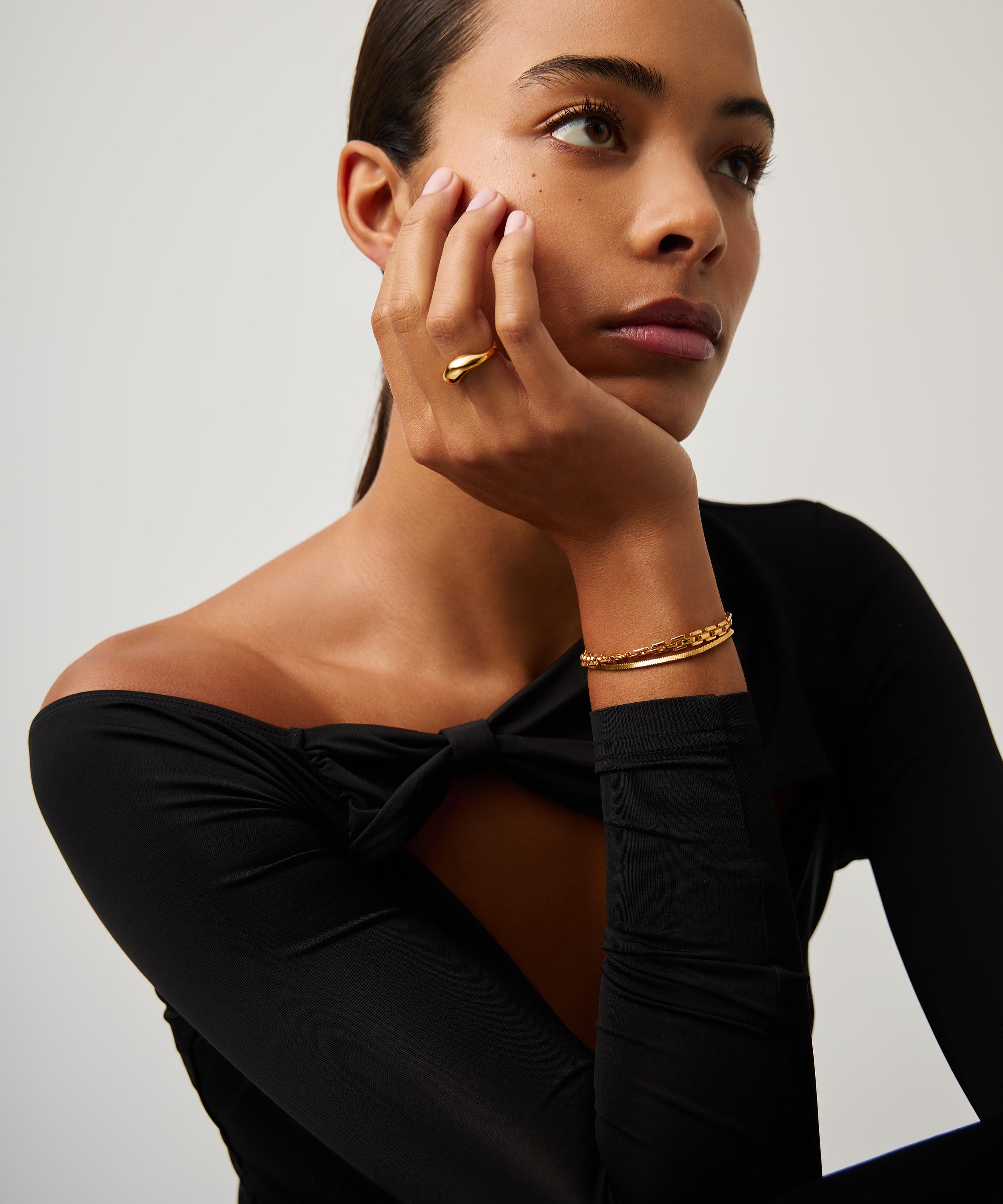 Missoma - X Savi 18ct Gold-Plated Signature Stacking Ring image number 1