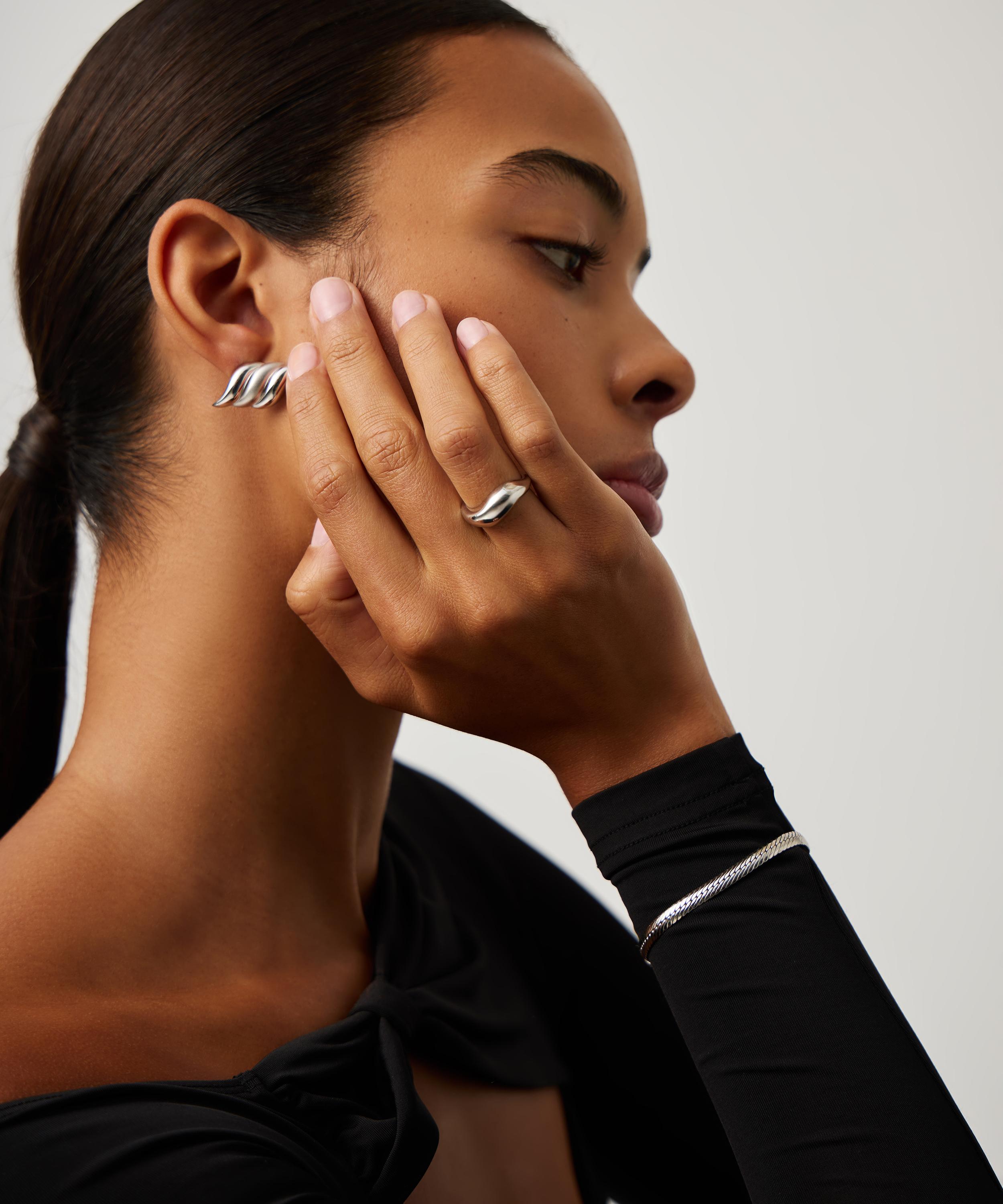 Missoma - X Savi Rhodium-Plated Signature Stacking Ring image number 1