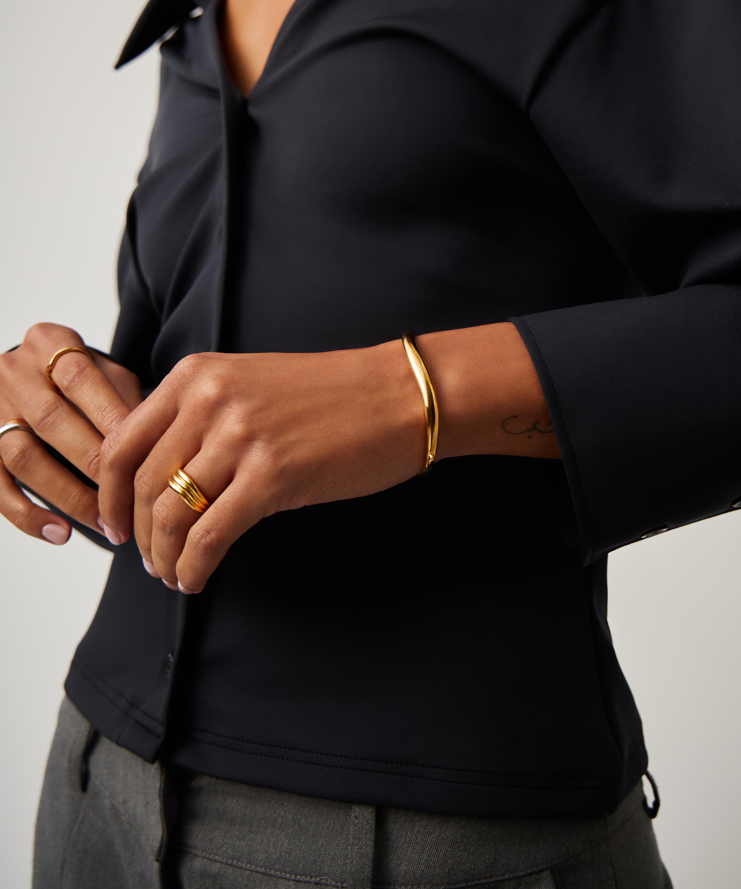 Missoma - X Savi Mixed Metal Signature Hinged Bangle Bracelet image number 1