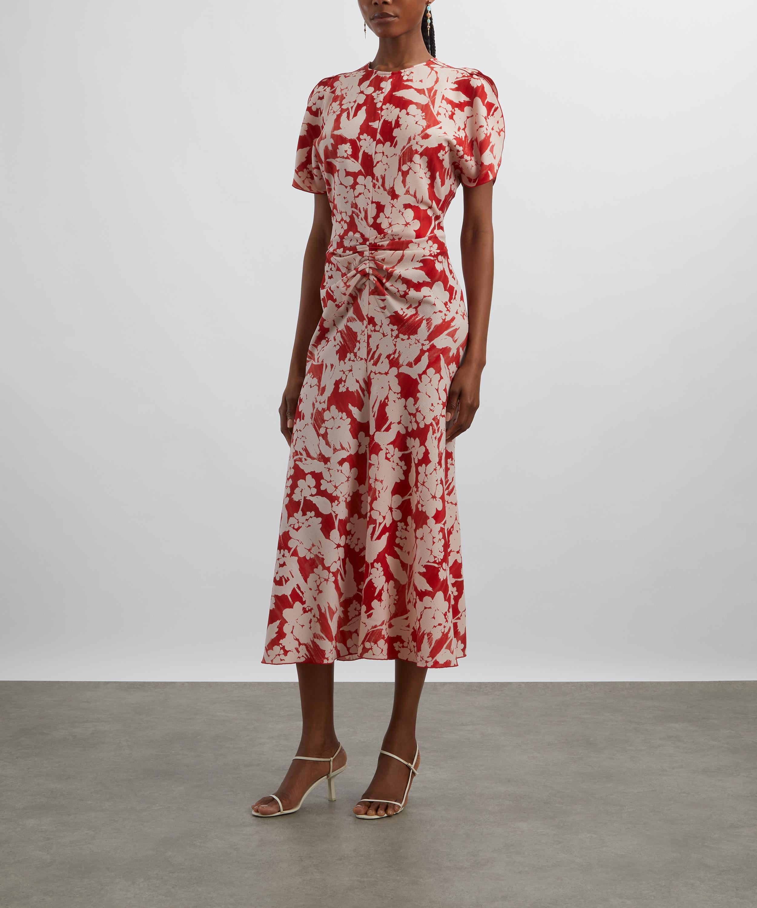 Victoria Beckham - Chilli Blush Gathered Waist Midi Dress image number 2