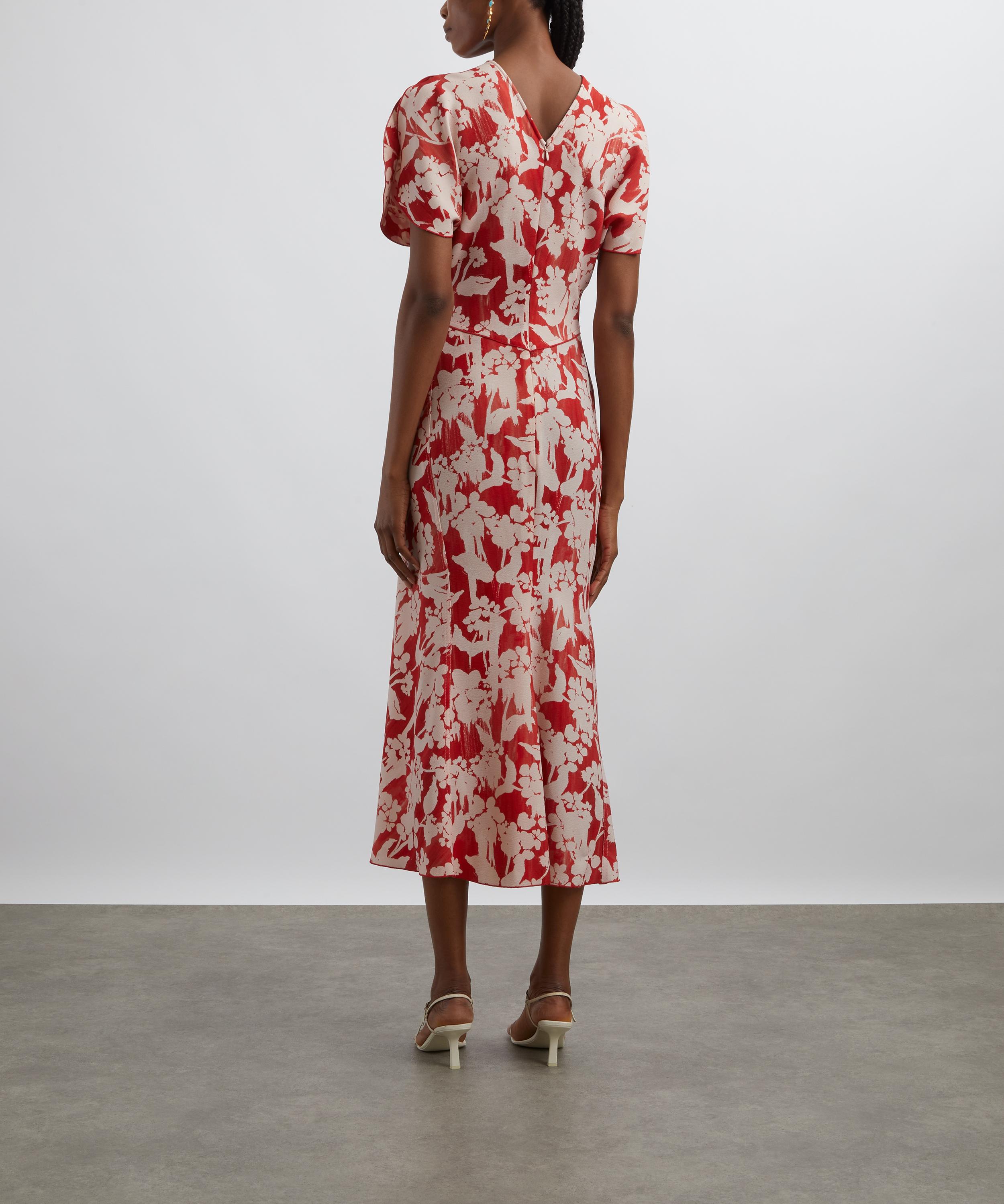 Victoria Beckham - Chilli Blush Gathered Waist Midi Dress image number 3