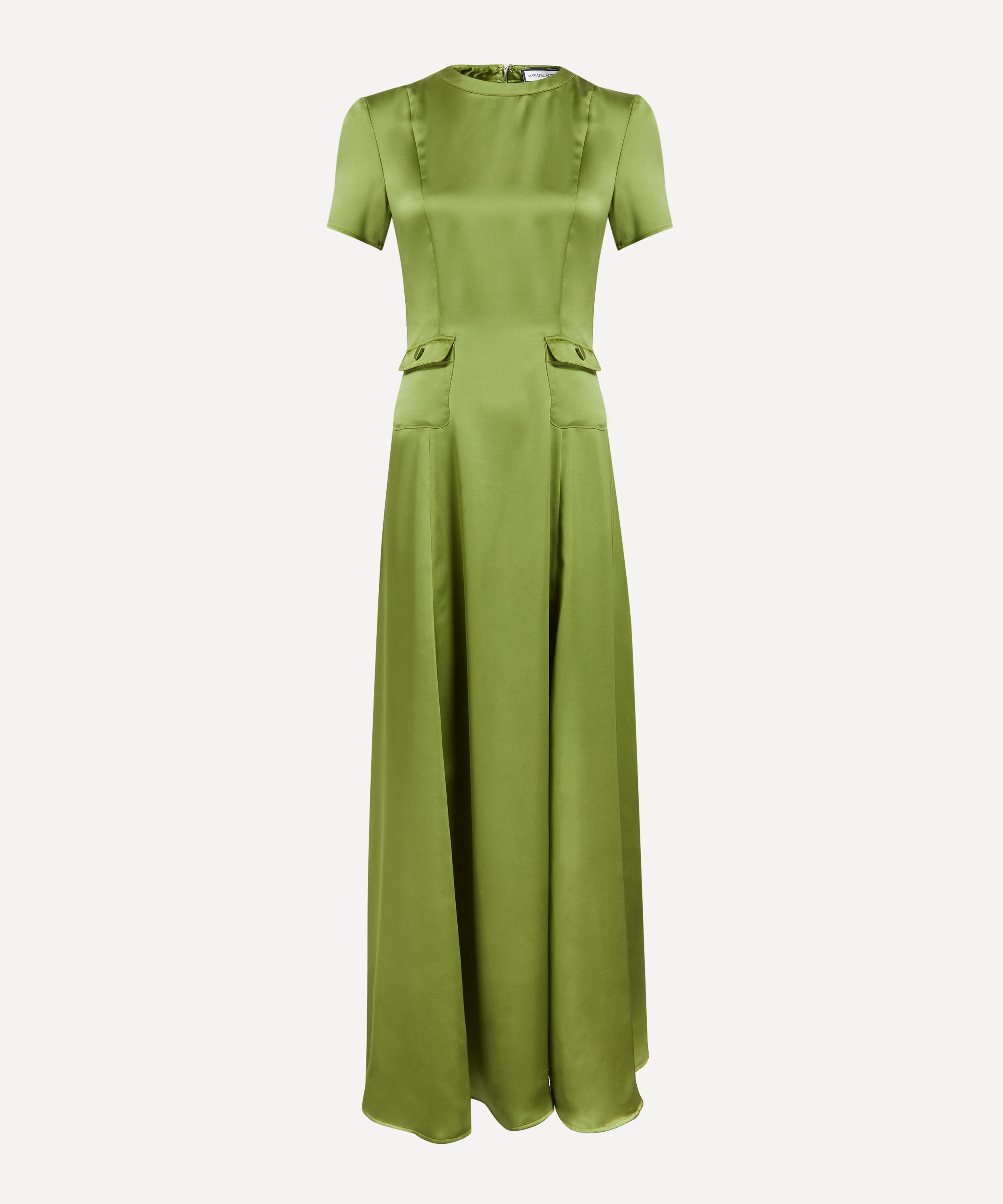 Maria de la Orden - Albane Olive Satin Dress image number 0
