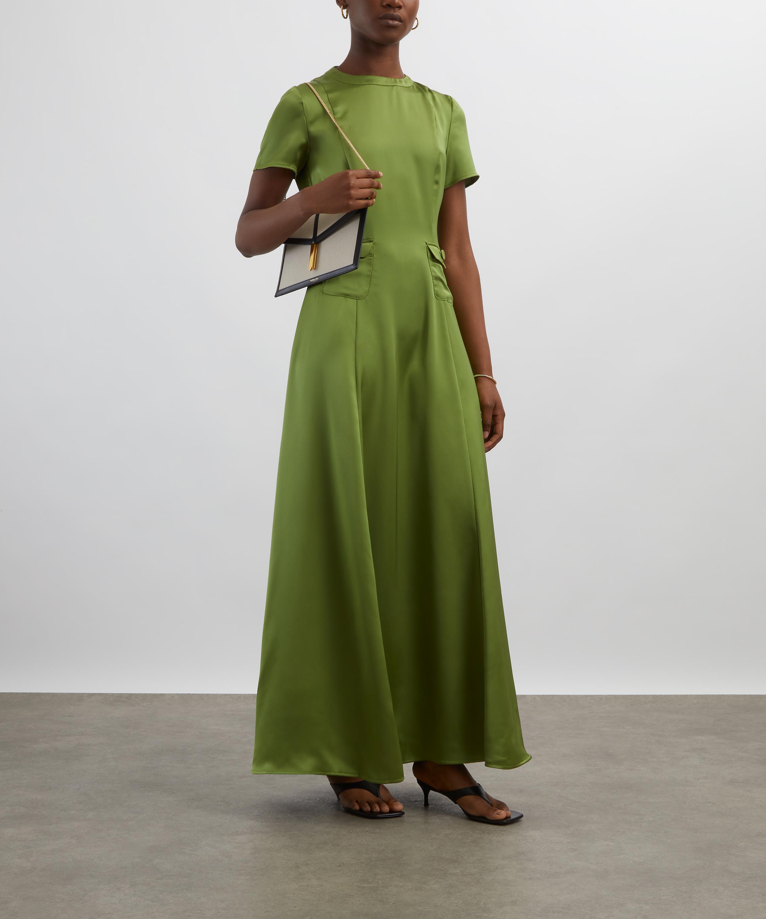 Maria de la Orden - Albane Olive Satin Dress image number 1