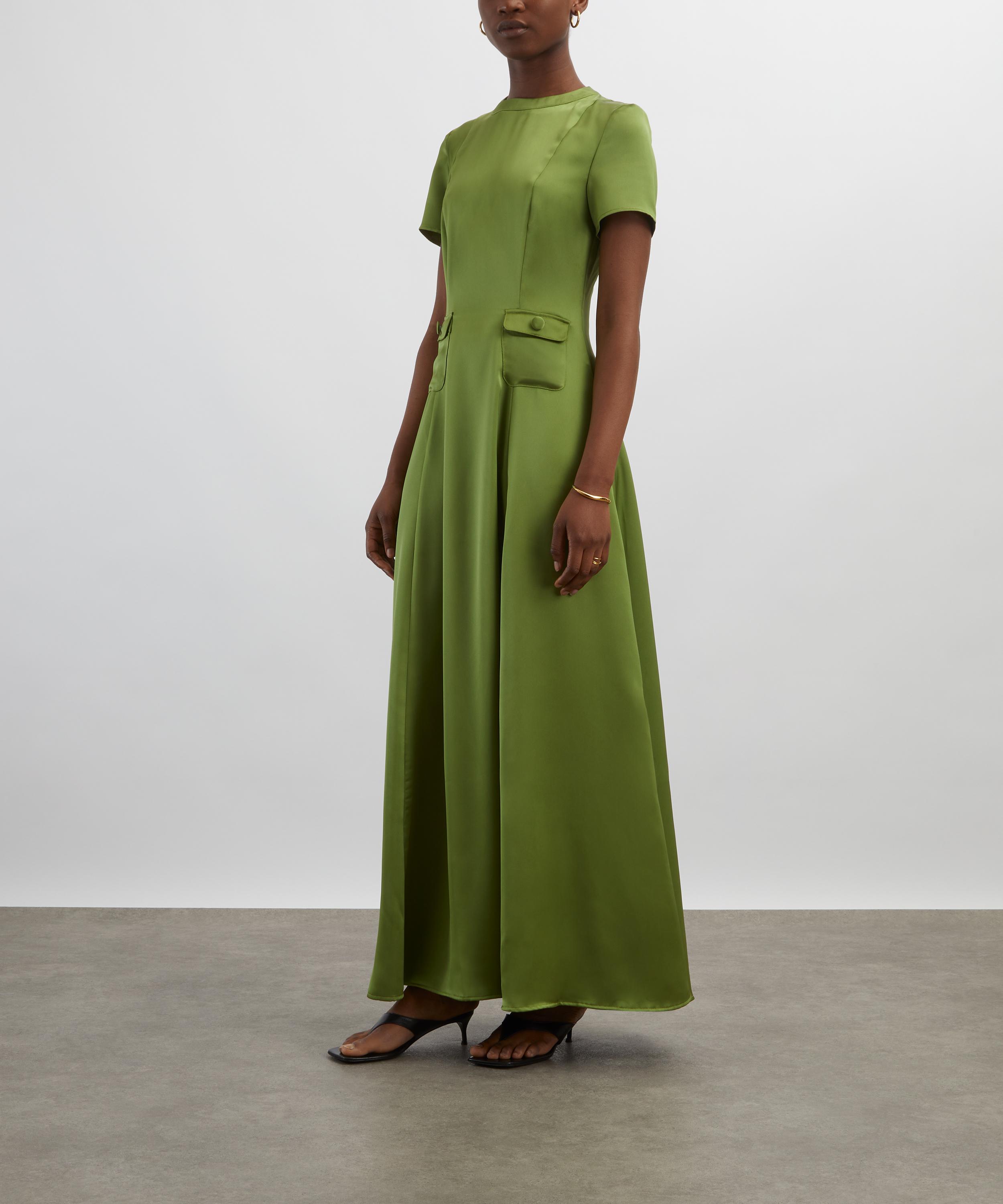 Maria de la Orden - Albane Olive Satin Dress image number 2