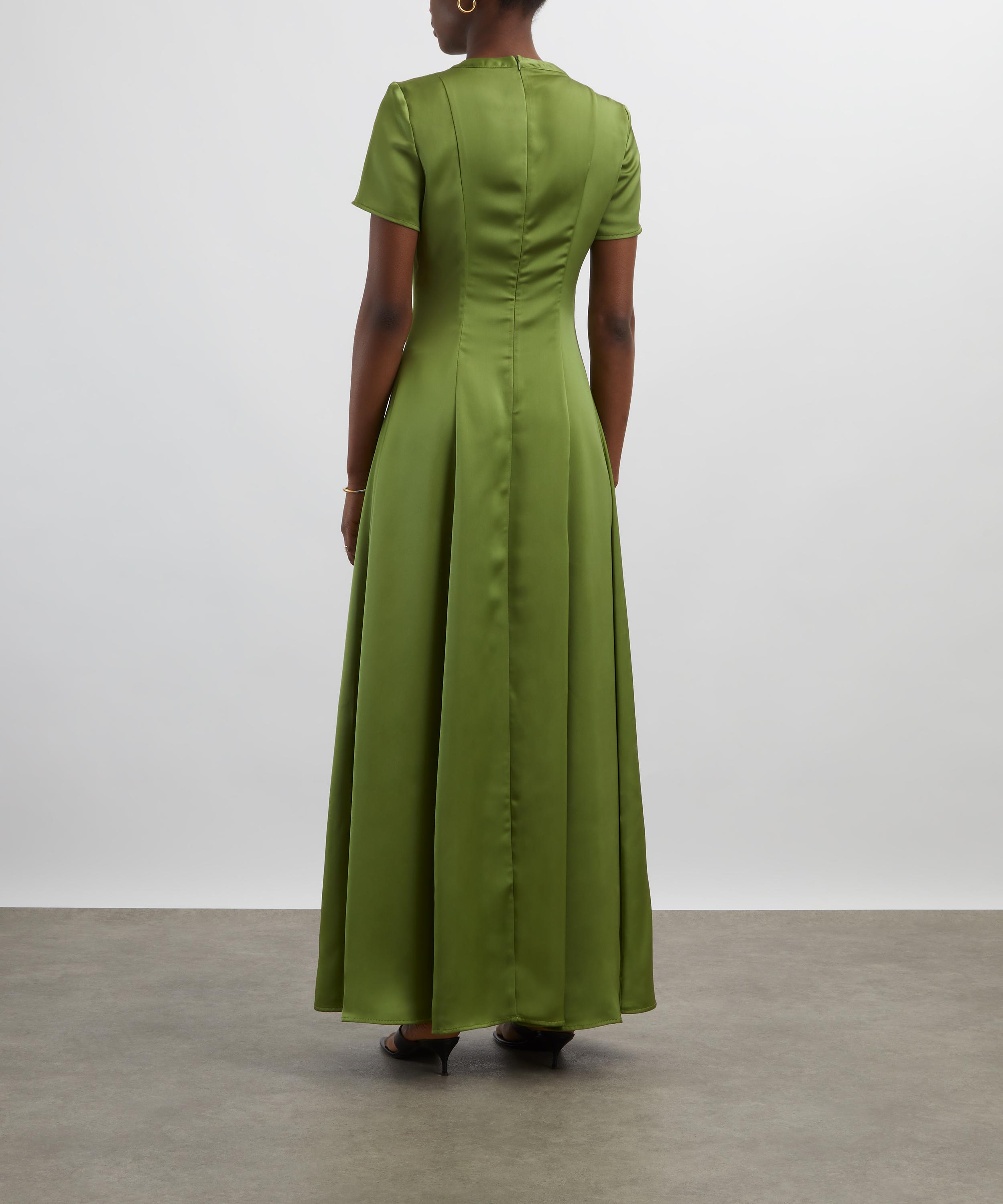 Maria de la Orden - Albane Olive Satin Dress image number 3