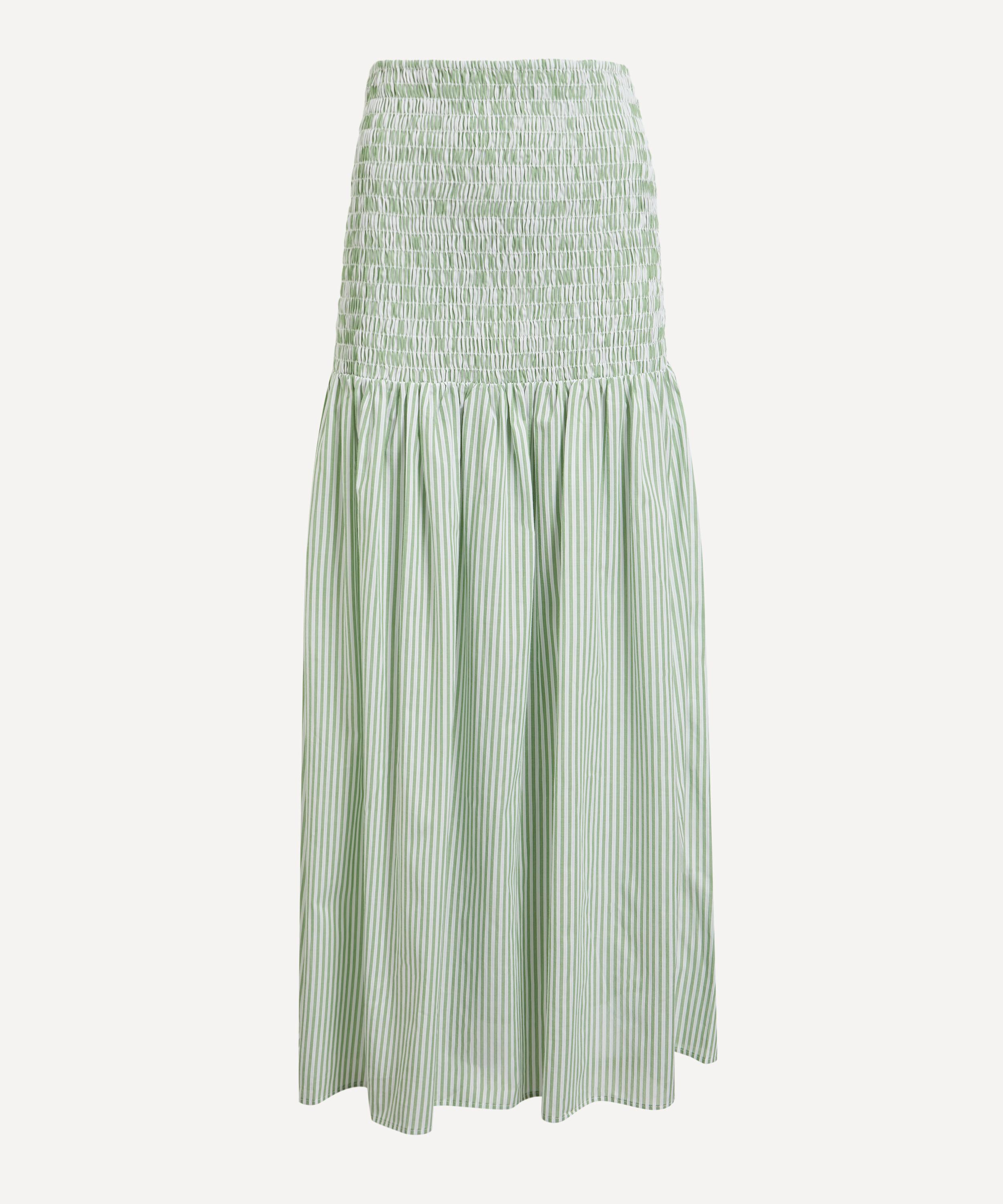 Maria de la Orden - Long Owl Green Stripes Skirt image number 0