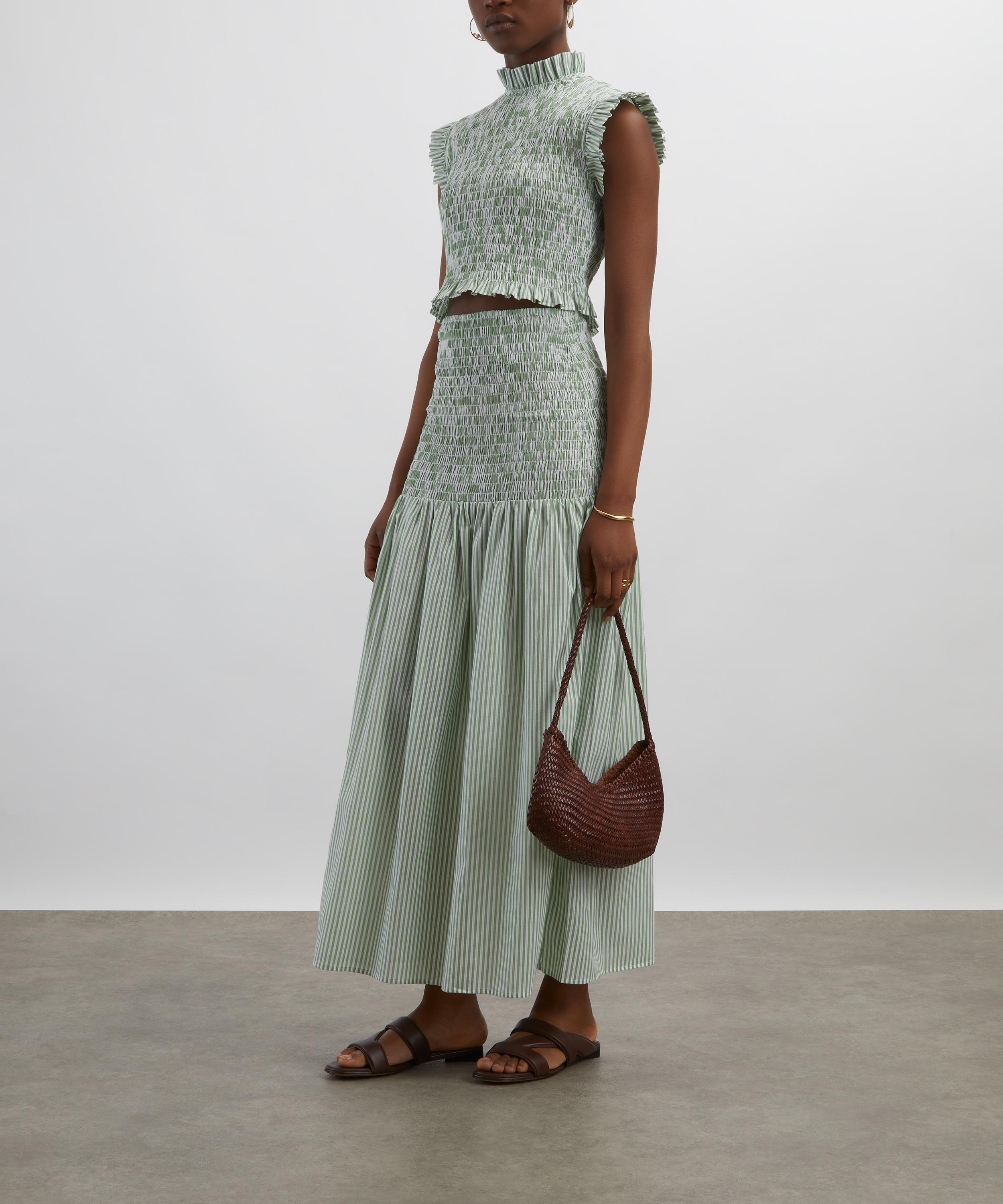 Maria de la Orden - Long Owl Green Stripes Skirt image number 1