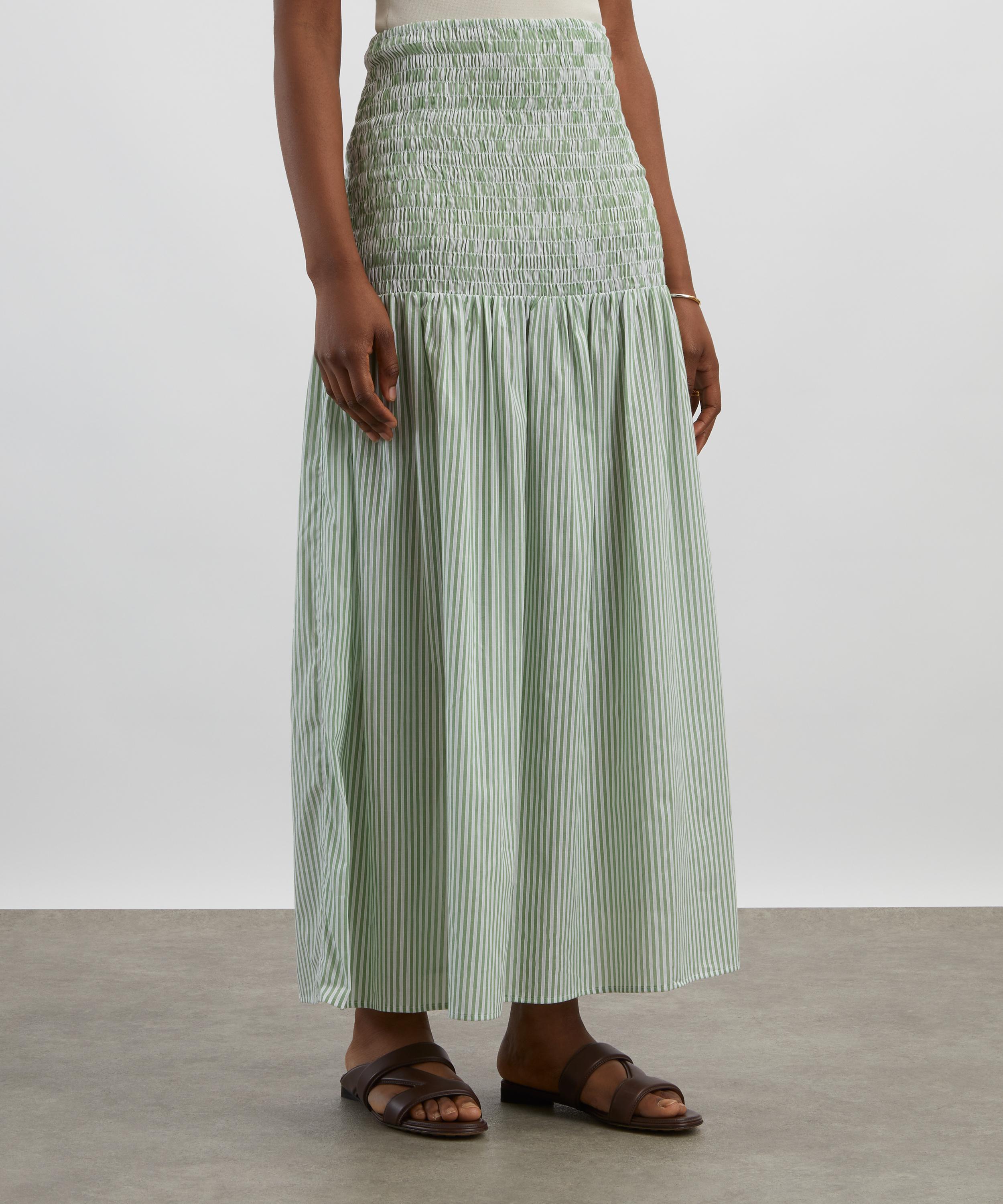Maria de la Orden - Long Owl Green Stripes Skirt image number 2