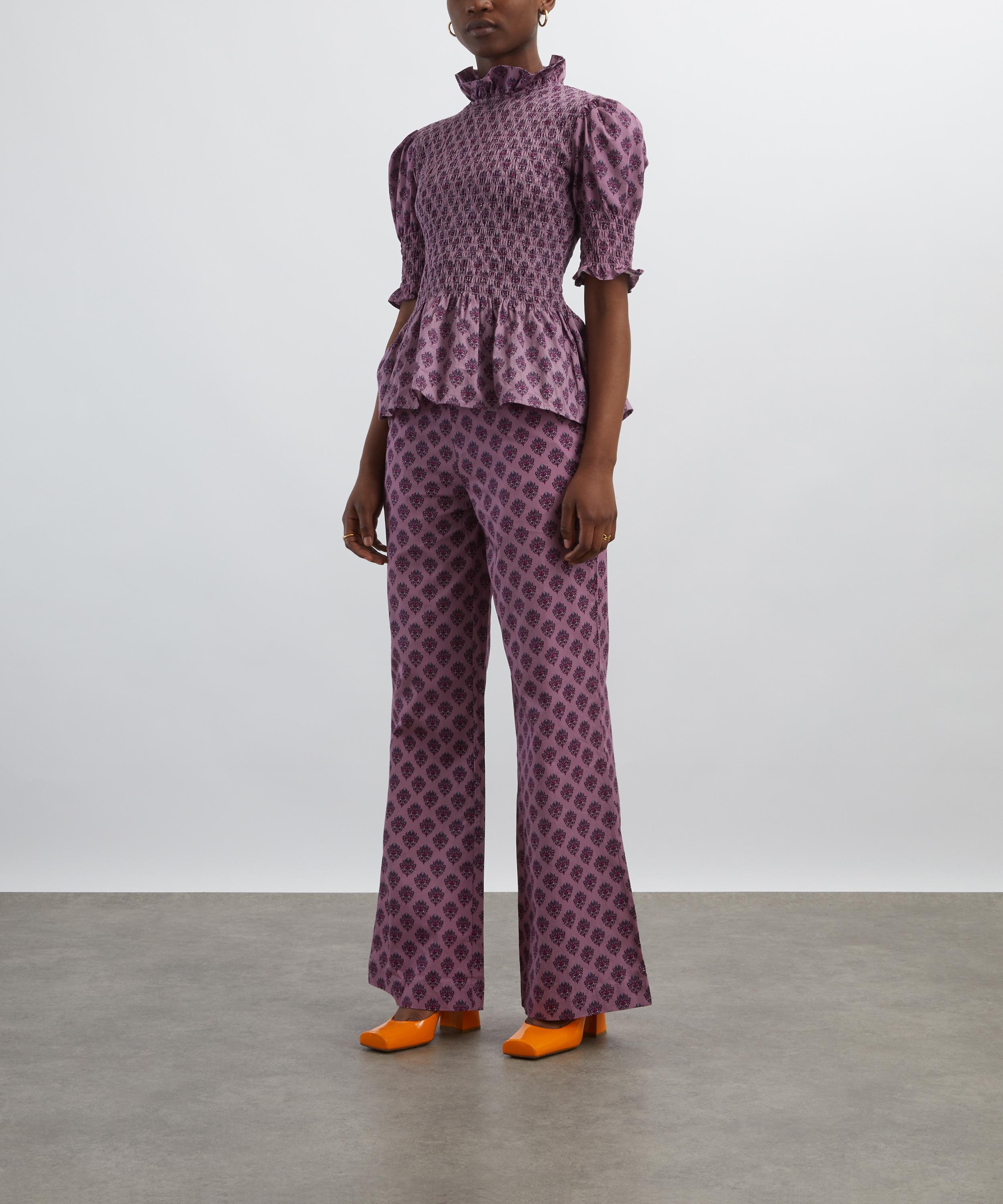 Maria de la Orden - Lova Purple Flowers Trousers image number 1
