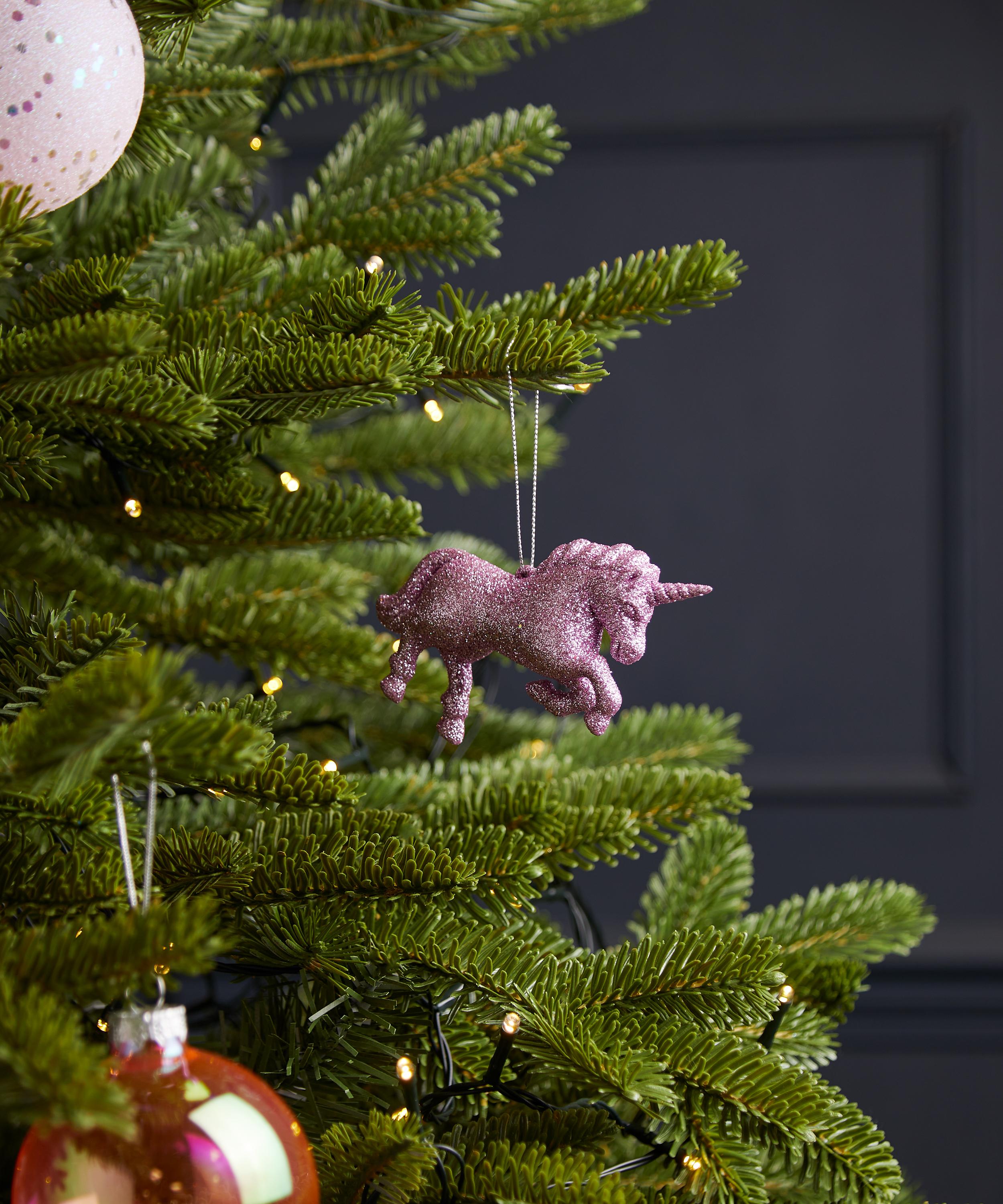Christmas - Hanging Glitter Unicorn Ornament image number 1