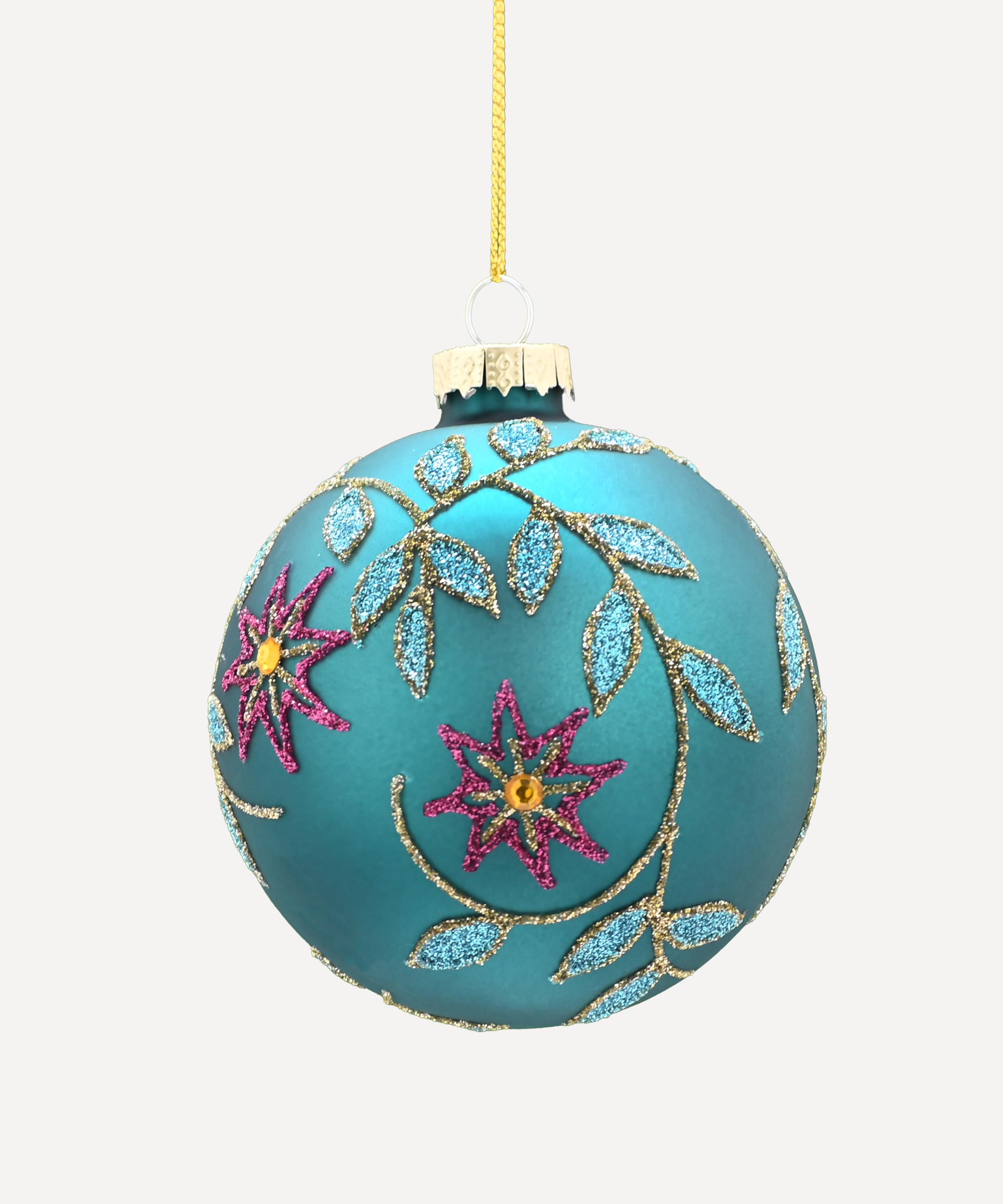 Christmas - Teal Floral Bauble image number 0