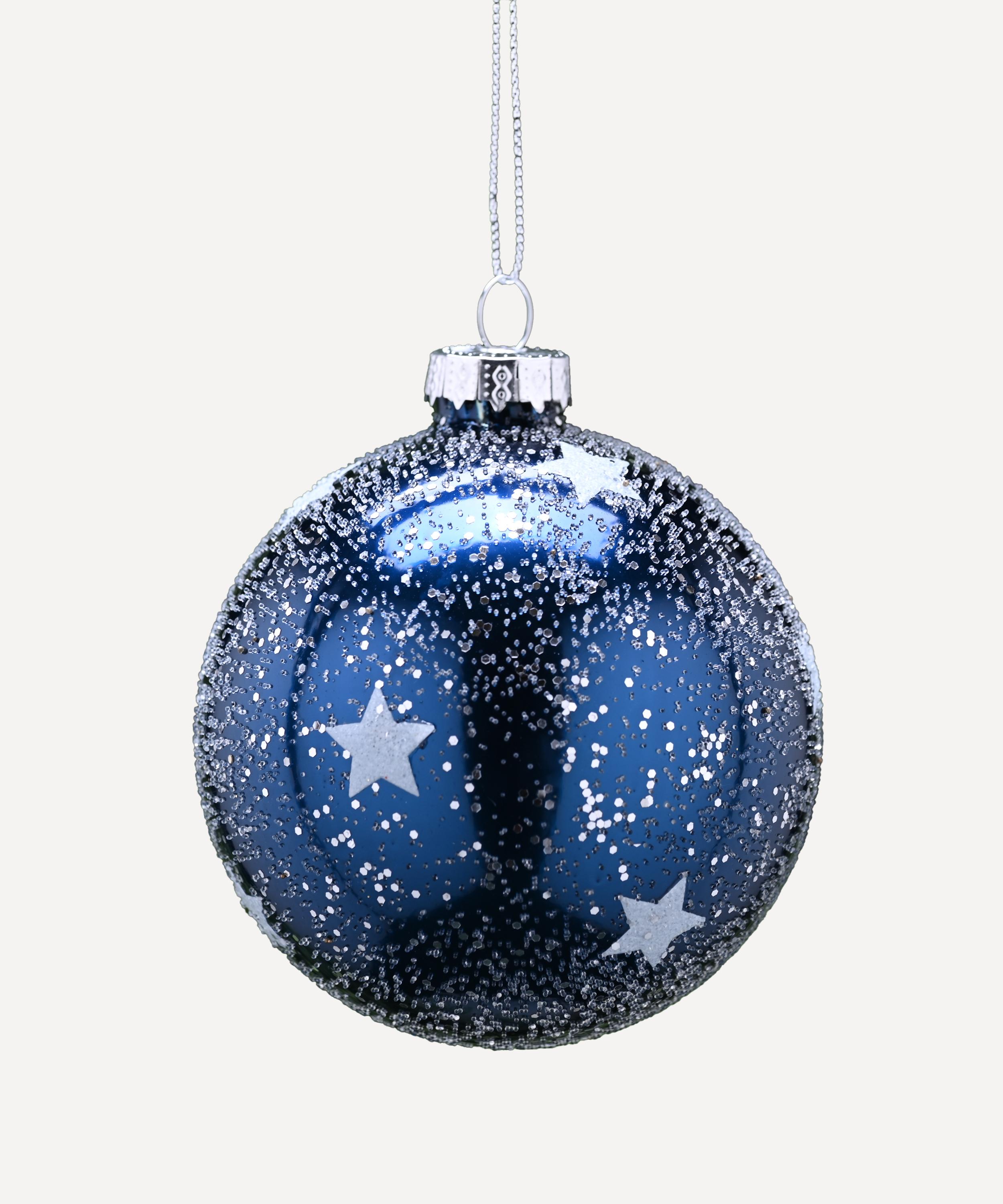 Christmas - Midnight Blue Starry Glass Bauble