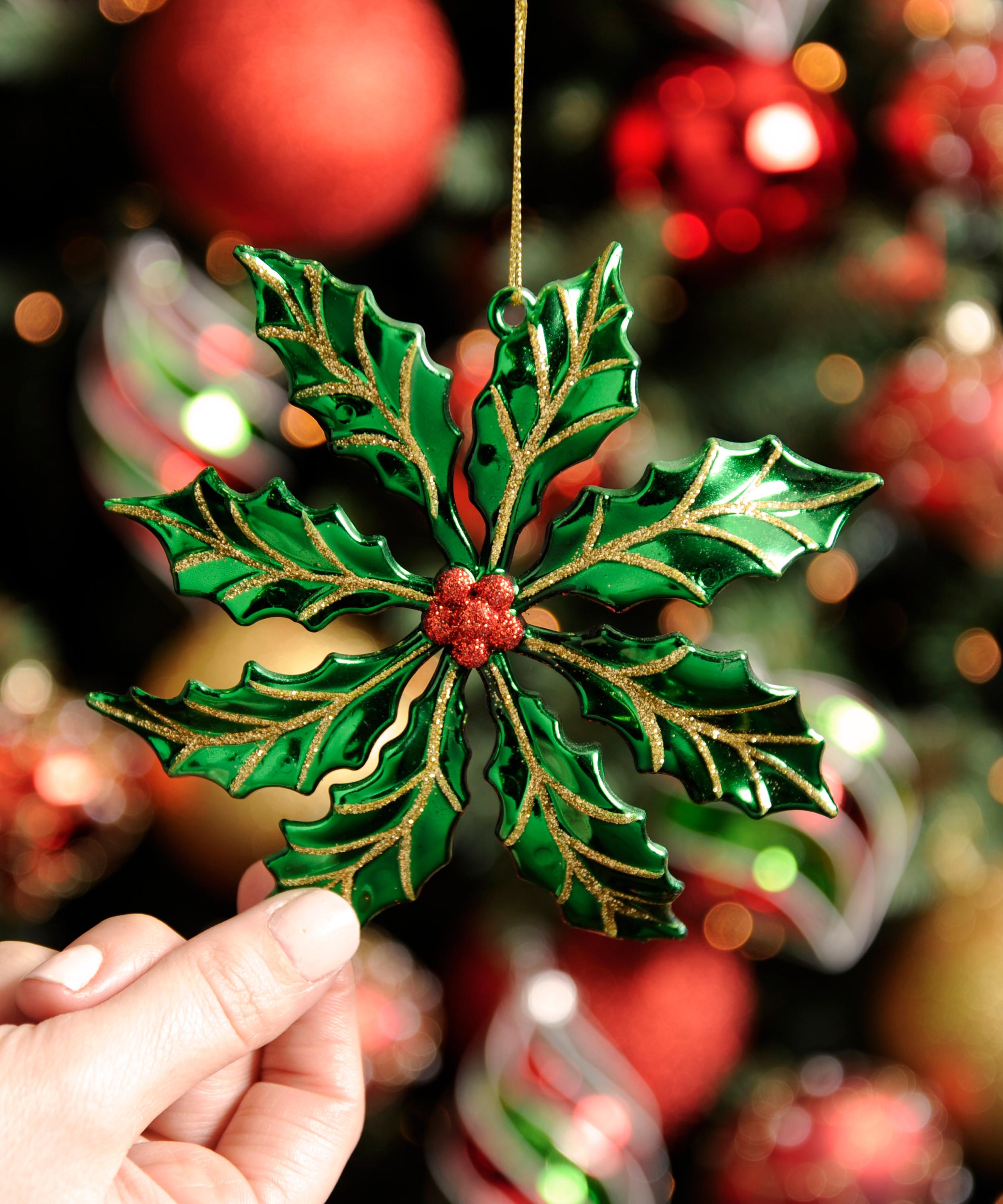 Christmas - Green Leaf with Jewel Ornament image number 2
