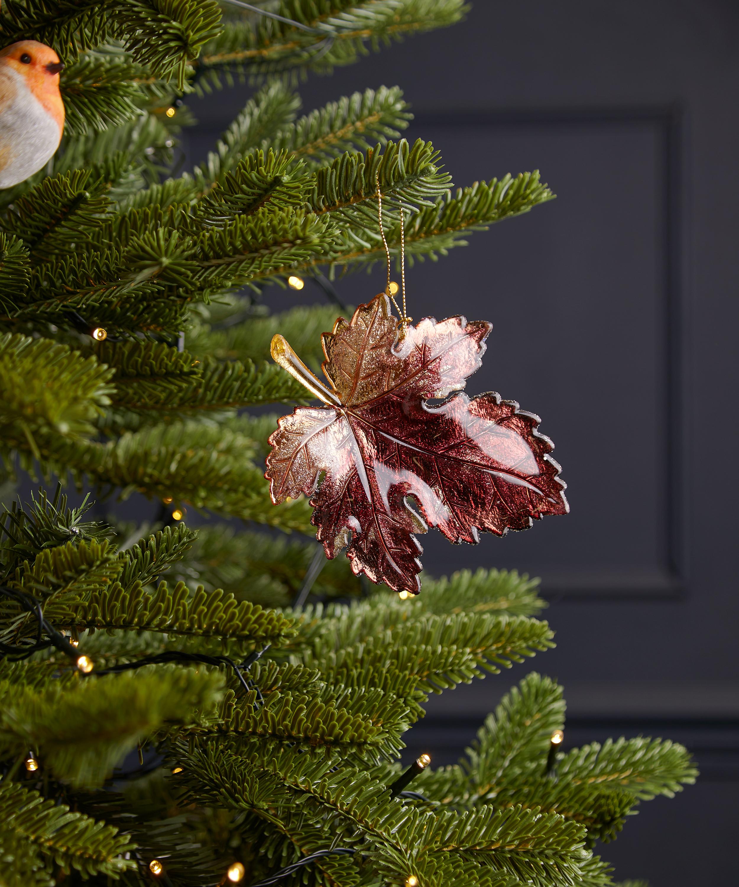 Christmas - Leaf Glass Ornament image number 1