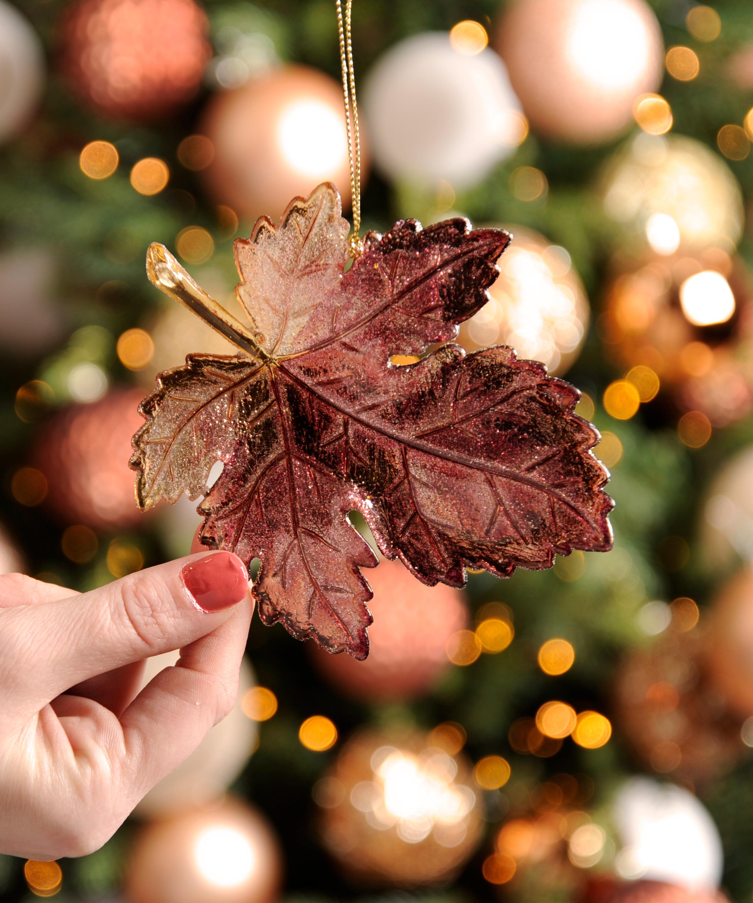 Christmas - Leaf Glass Ornament image number 2
