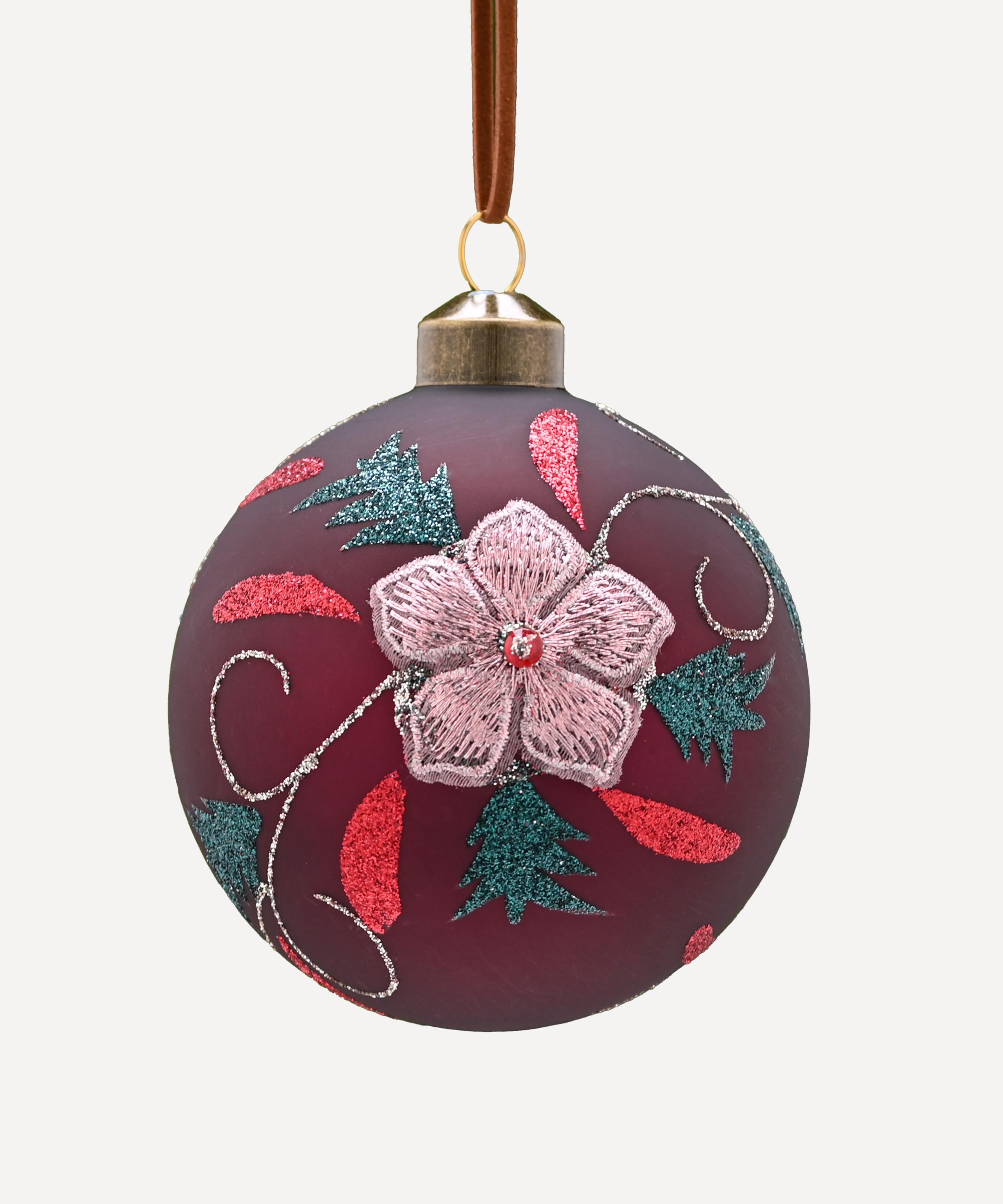 Christmas - Poinsettia Glass Bauble image number 0