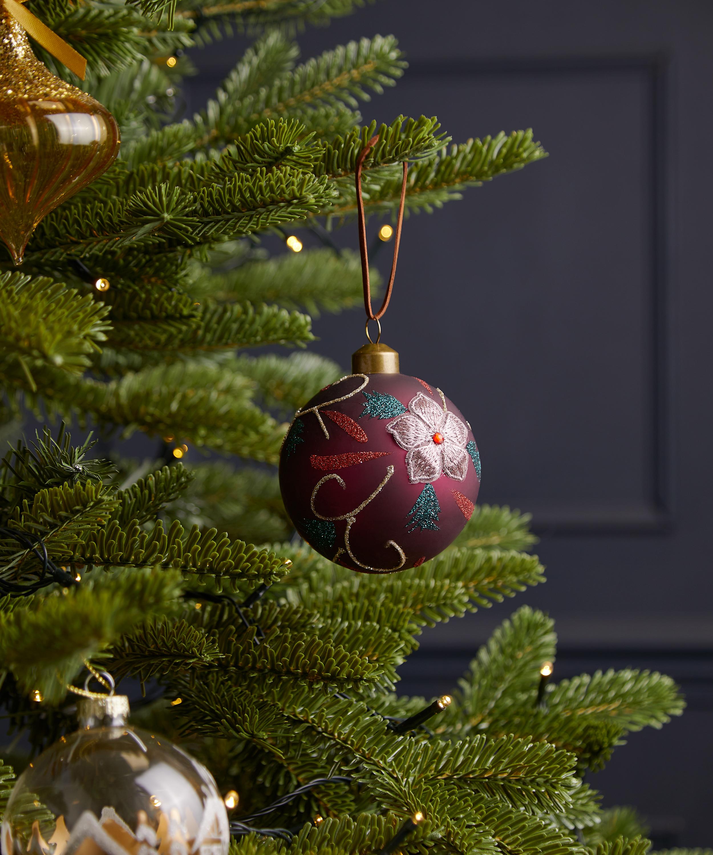 Christmas - Poinsettia Glass Bauble image number 1
