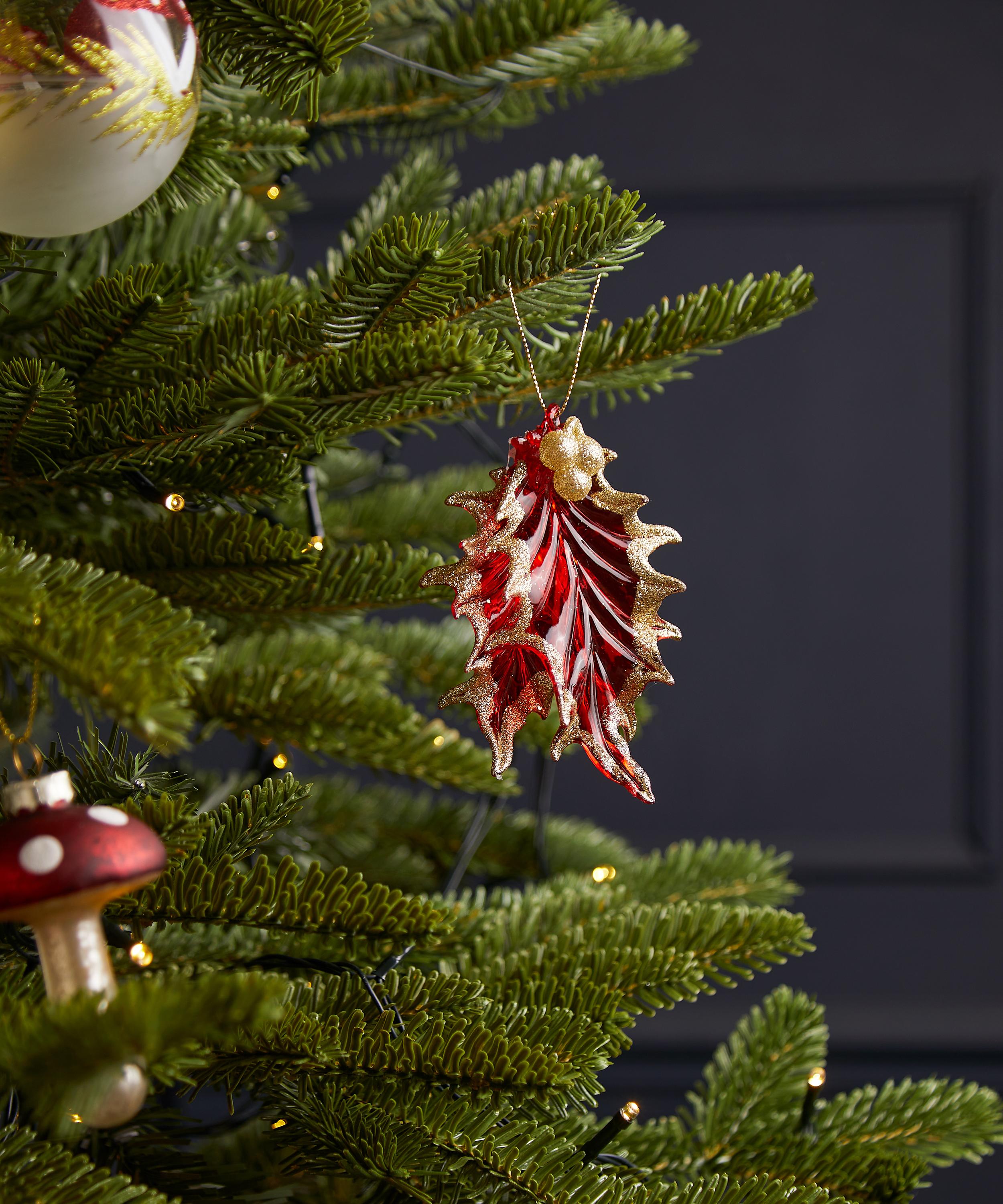 Christmas - Red Holly Leaves Ornament image number 1