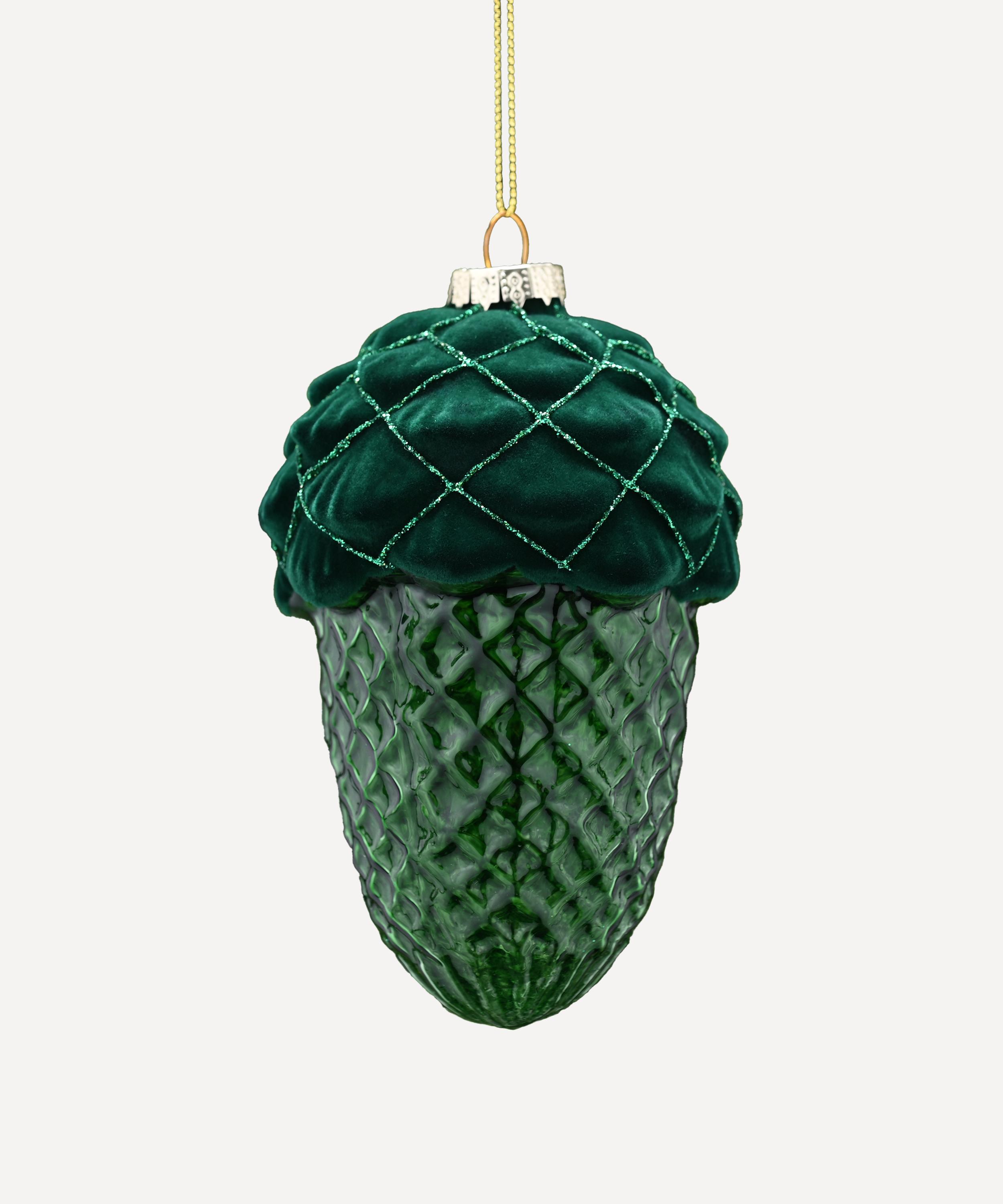 Christmas - Green Pinecone Glass Bauble image number 0