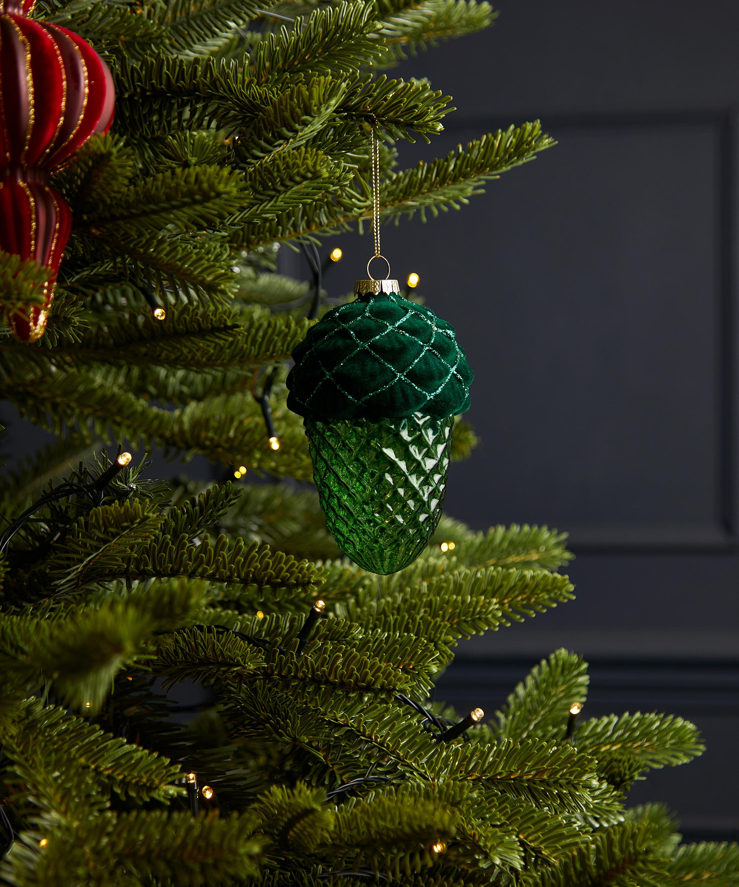 Christmas - Green Pinecone Glass Bauble image number 1