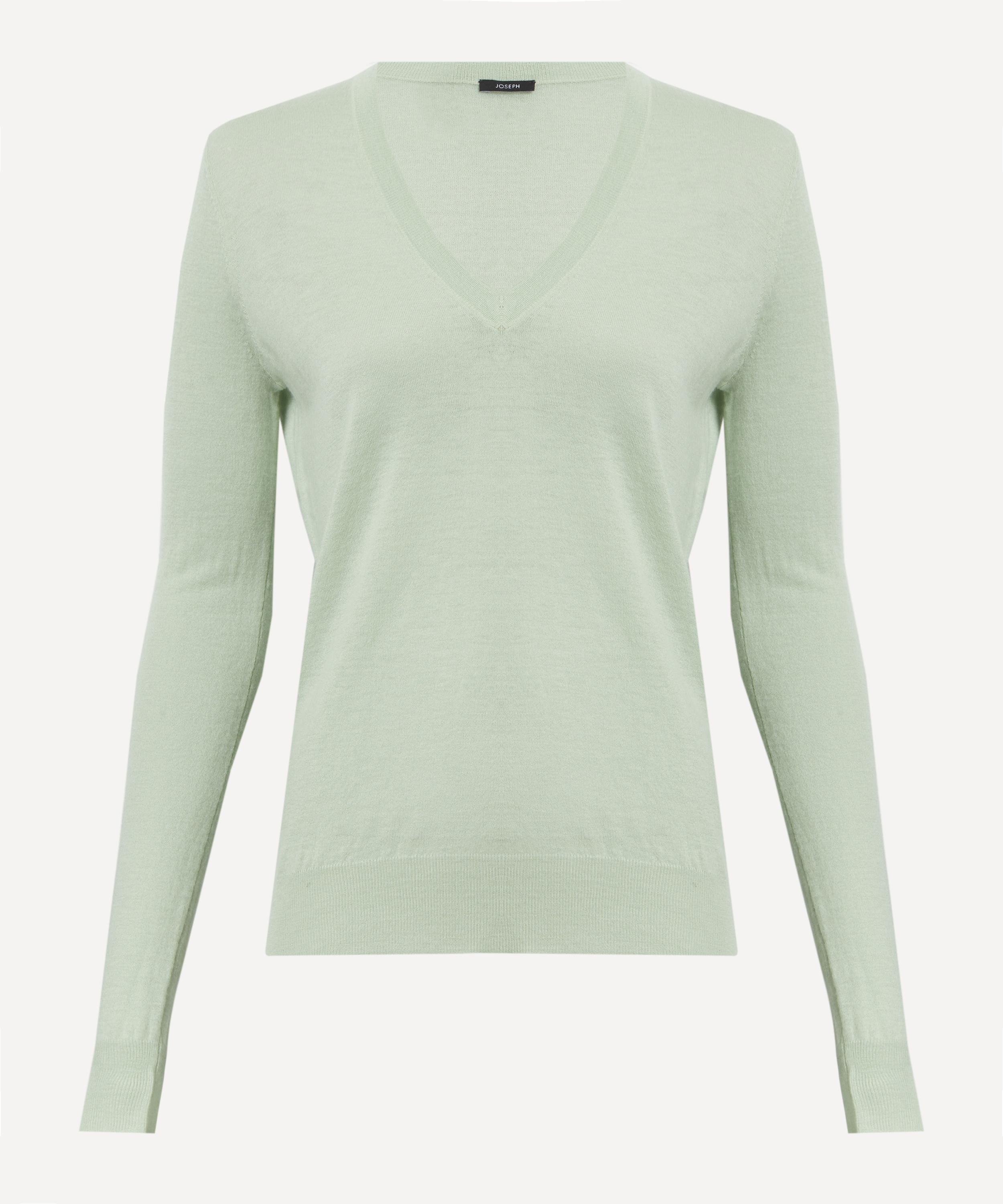 Joseph - Matcha Cashair V-Neck Jumper image number 0