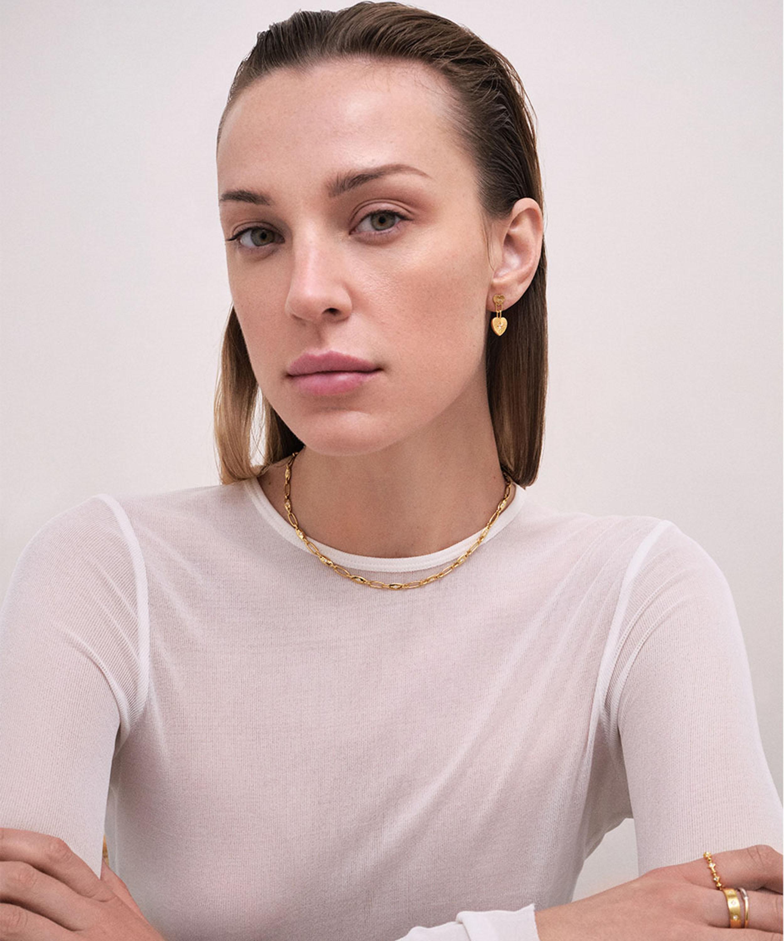 Astley Clarke - 18ct Gold-Plated Vermeil Silver Biography Double Heart Drop Earrings image number 2