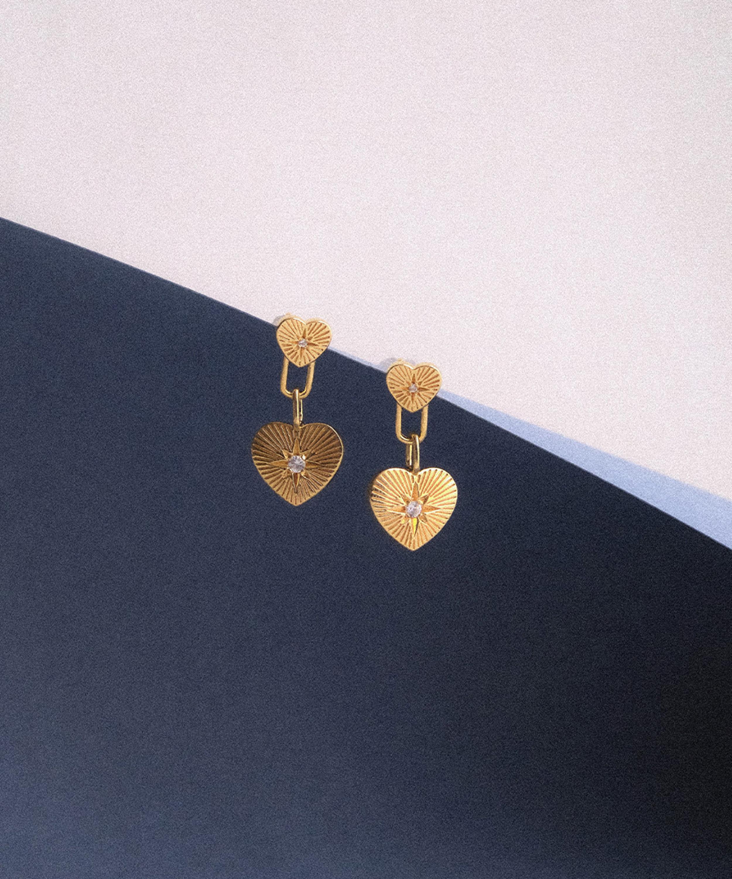 Astley Clarke - 18ct Gold-Plated Vermeil Silver Biography Double Heart Drop Earrings image number 4