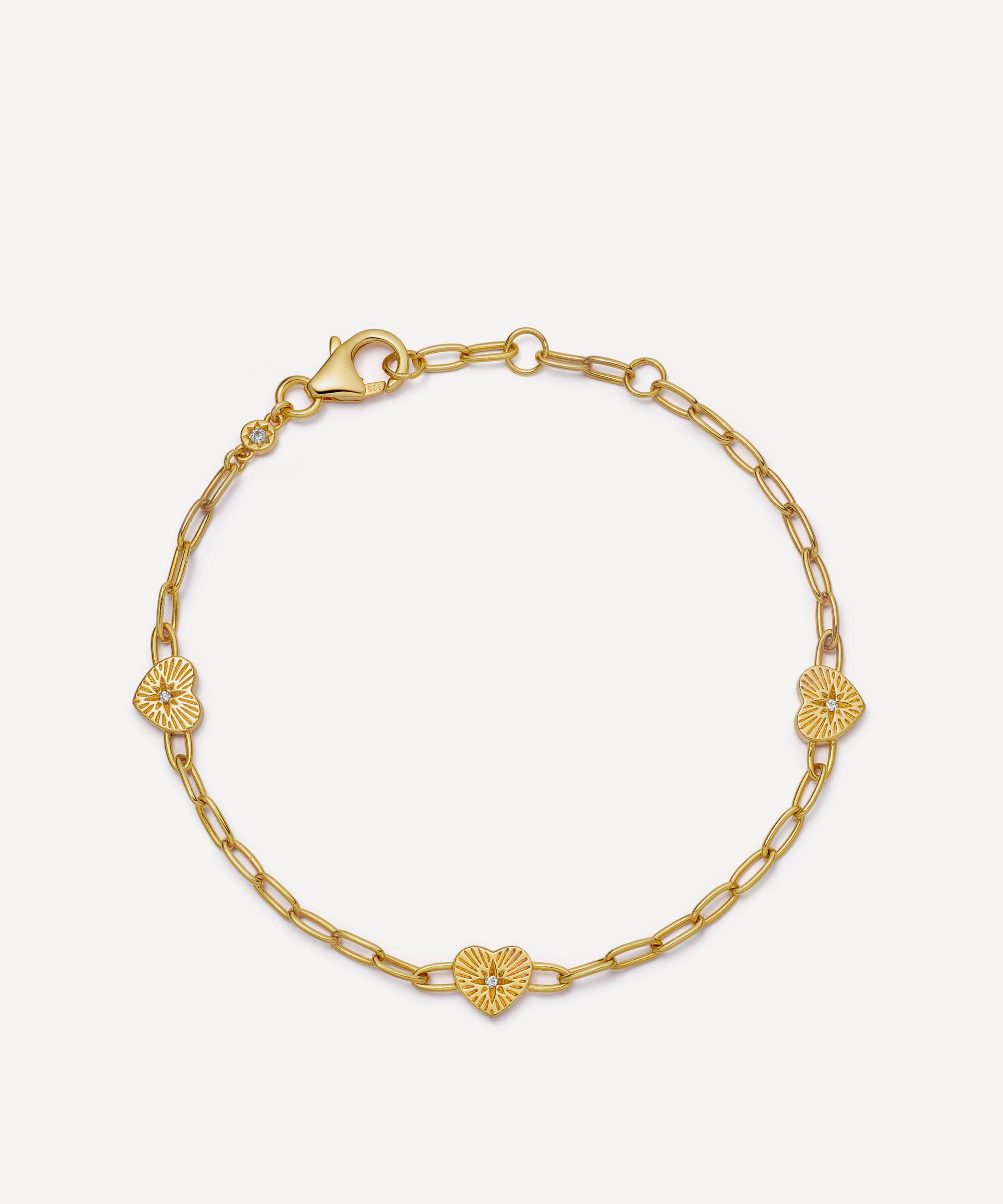 Astley Clarke - 18ct Gold-Plated Vermeil Silver Biography Heart Station Bracelet image number 0
