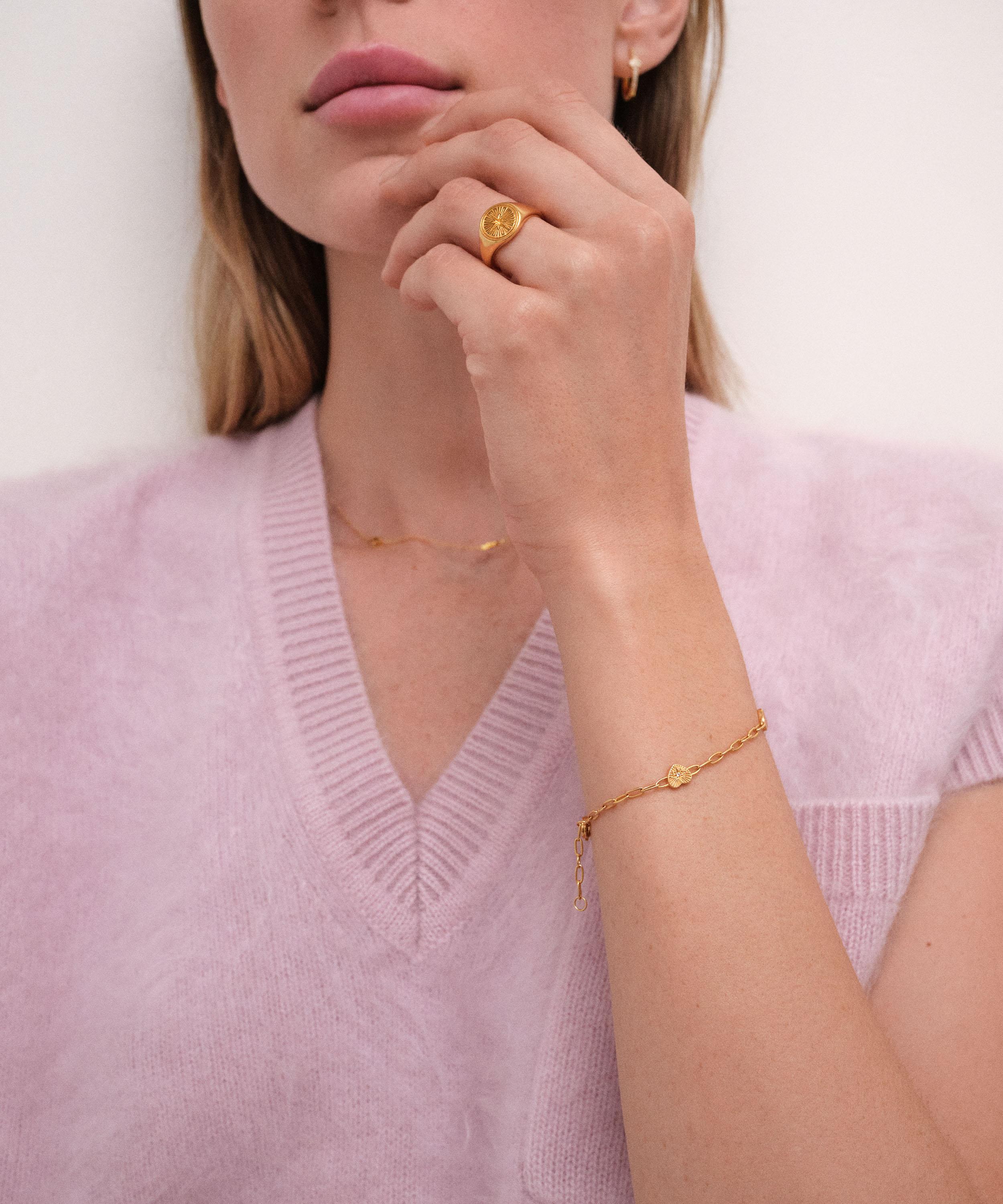 Astley Clarke - 18ct Gold-Plated Vermeil Silver Biography Heart Station Bracelet image number 1