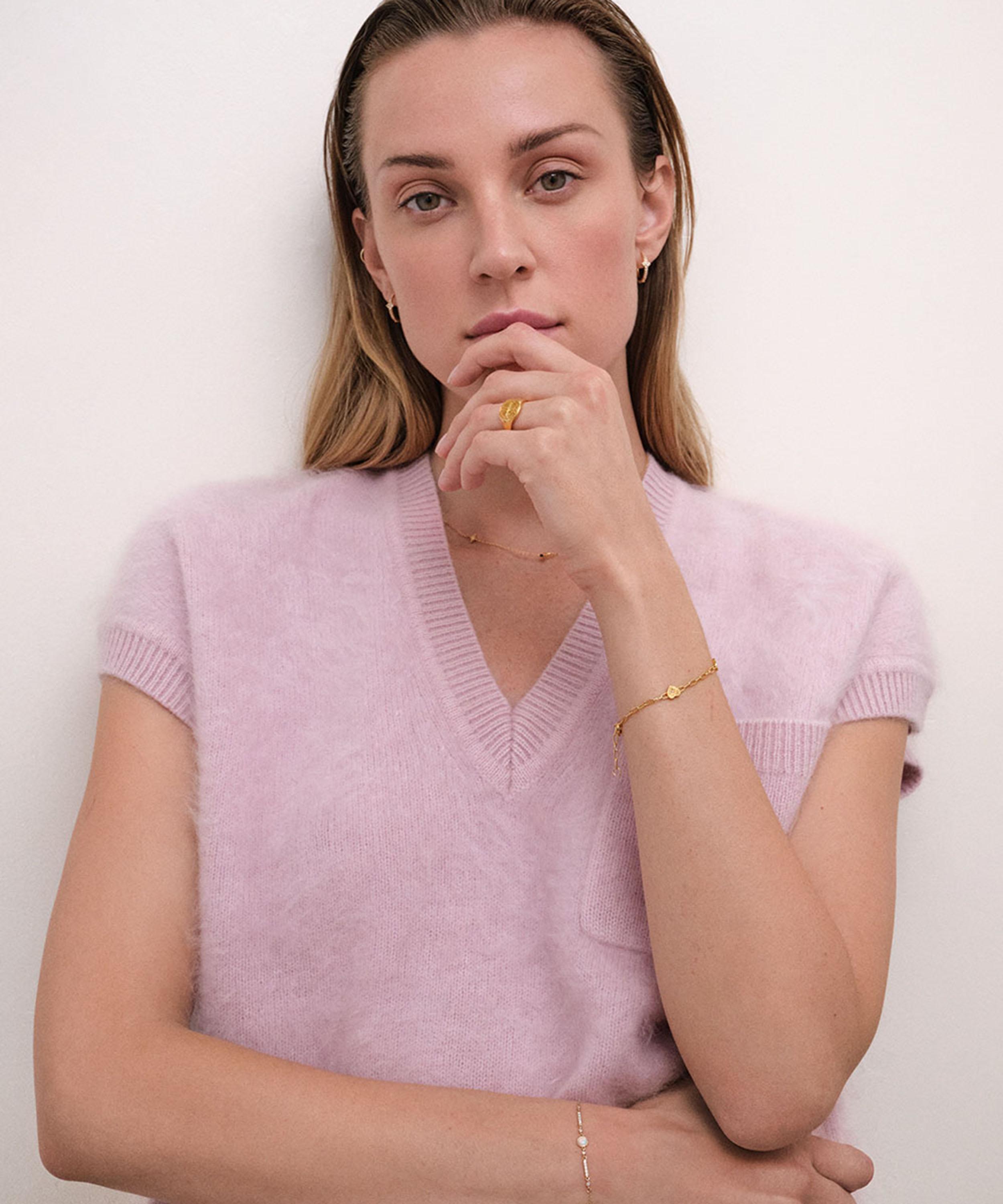 Astley Clarke - 18ct Gold-Plated Vermeil Silver Biography Heart Station Bracelet image number 2