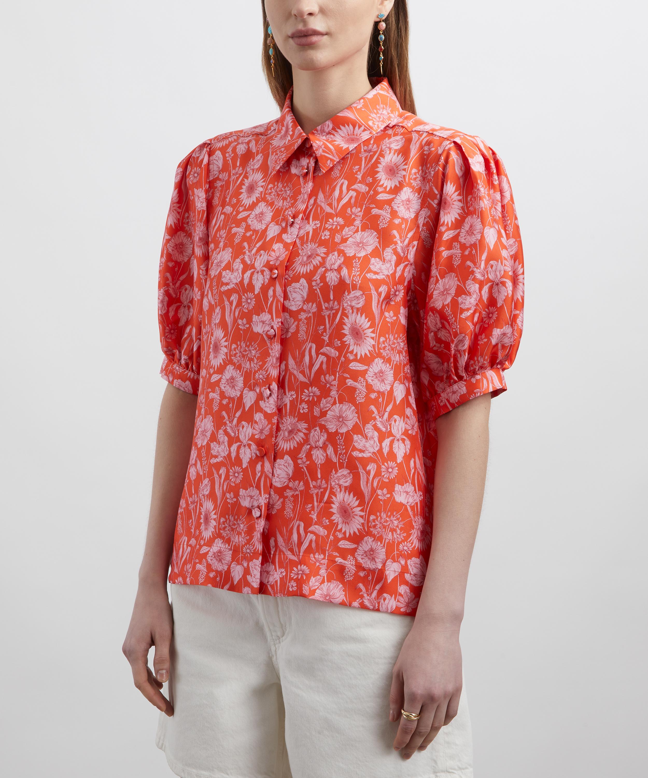 Liberty - Silk Twill Puff-Sleeve Shirt in Mono Muse image number 2