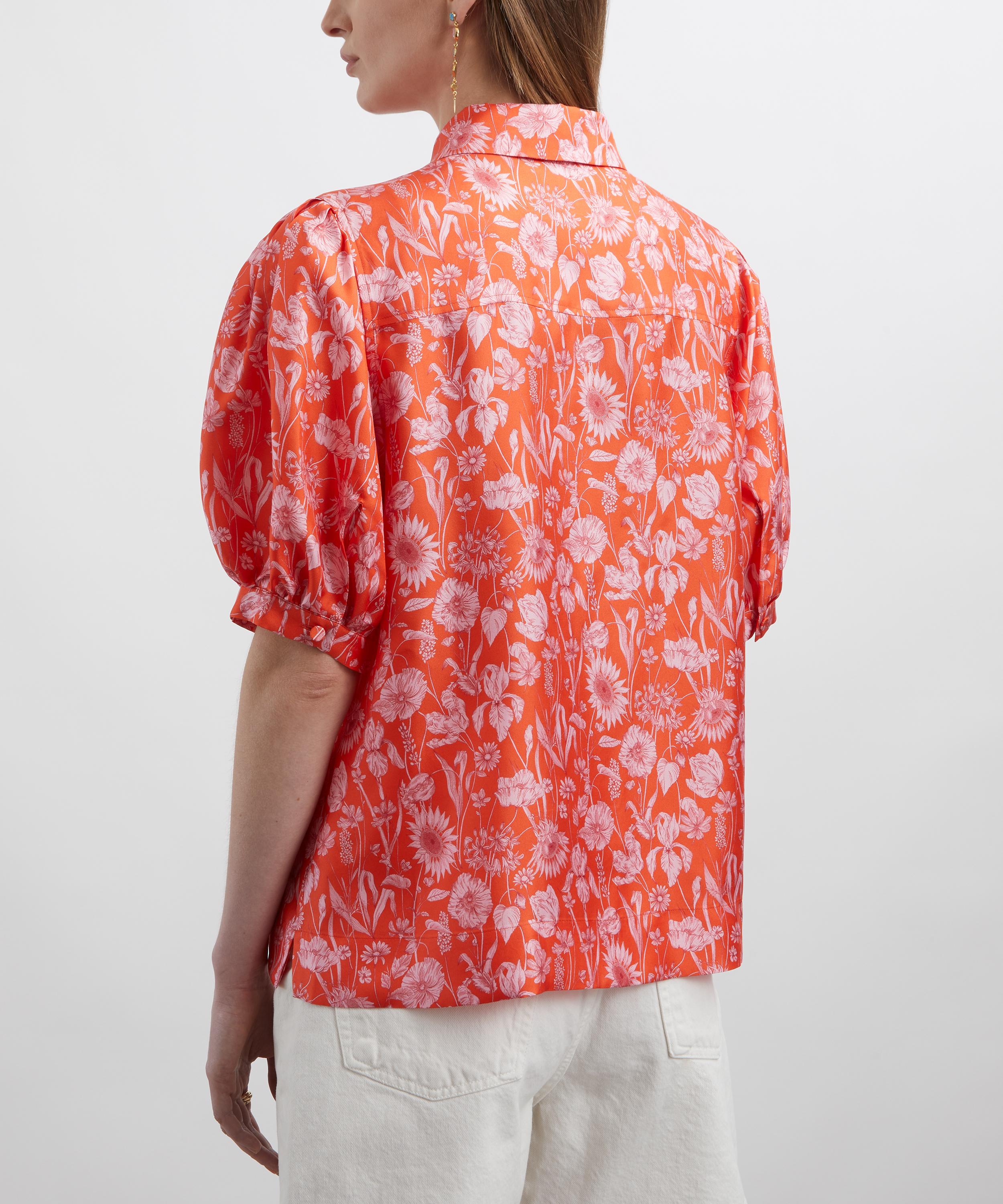 Liberty - Silk Twill Puff-Sleeve Shirt in Mono Muse image number 3