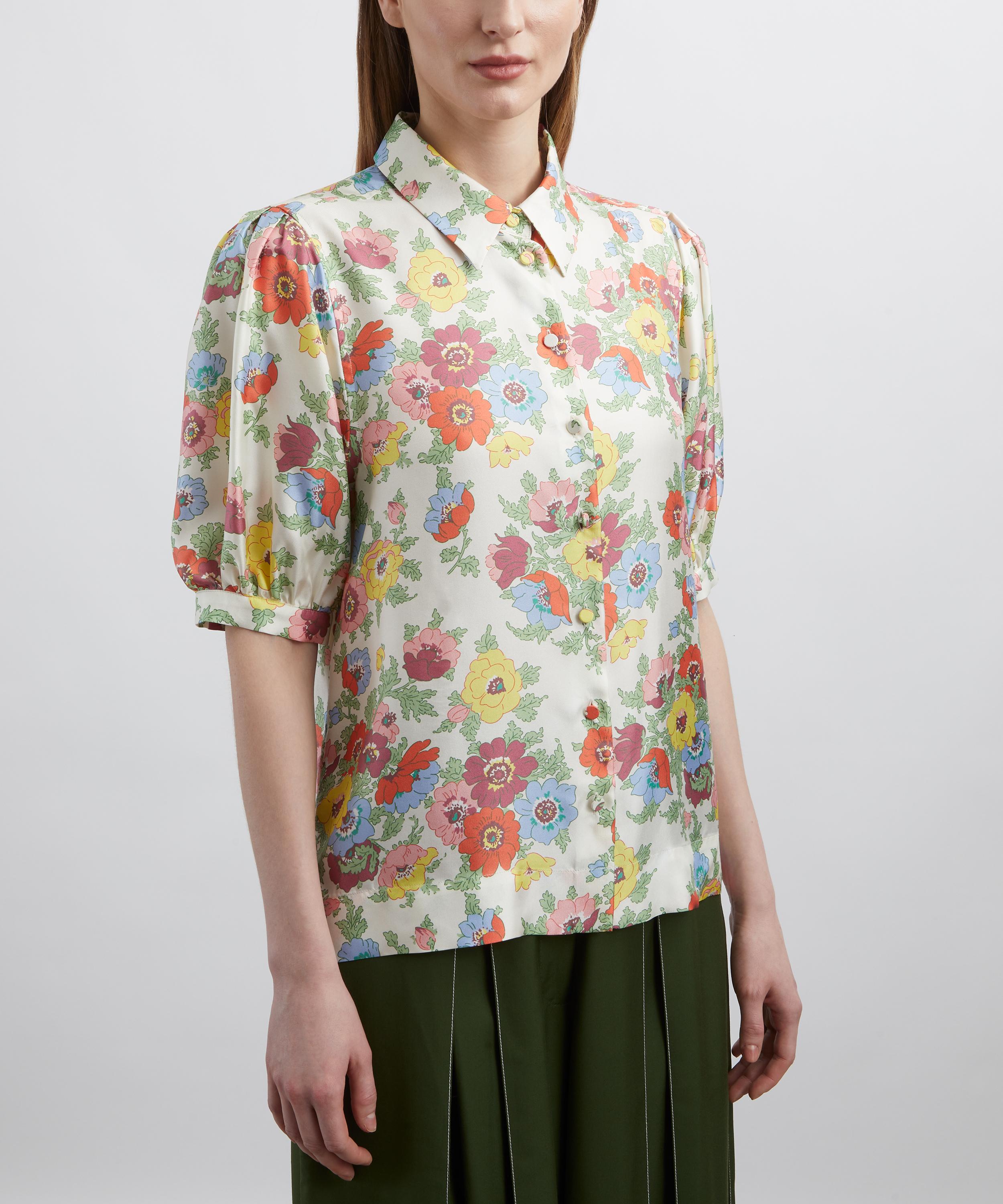 Liberty - Silk Twill Puff-Sleeve Shirt in Madeleine image number 2