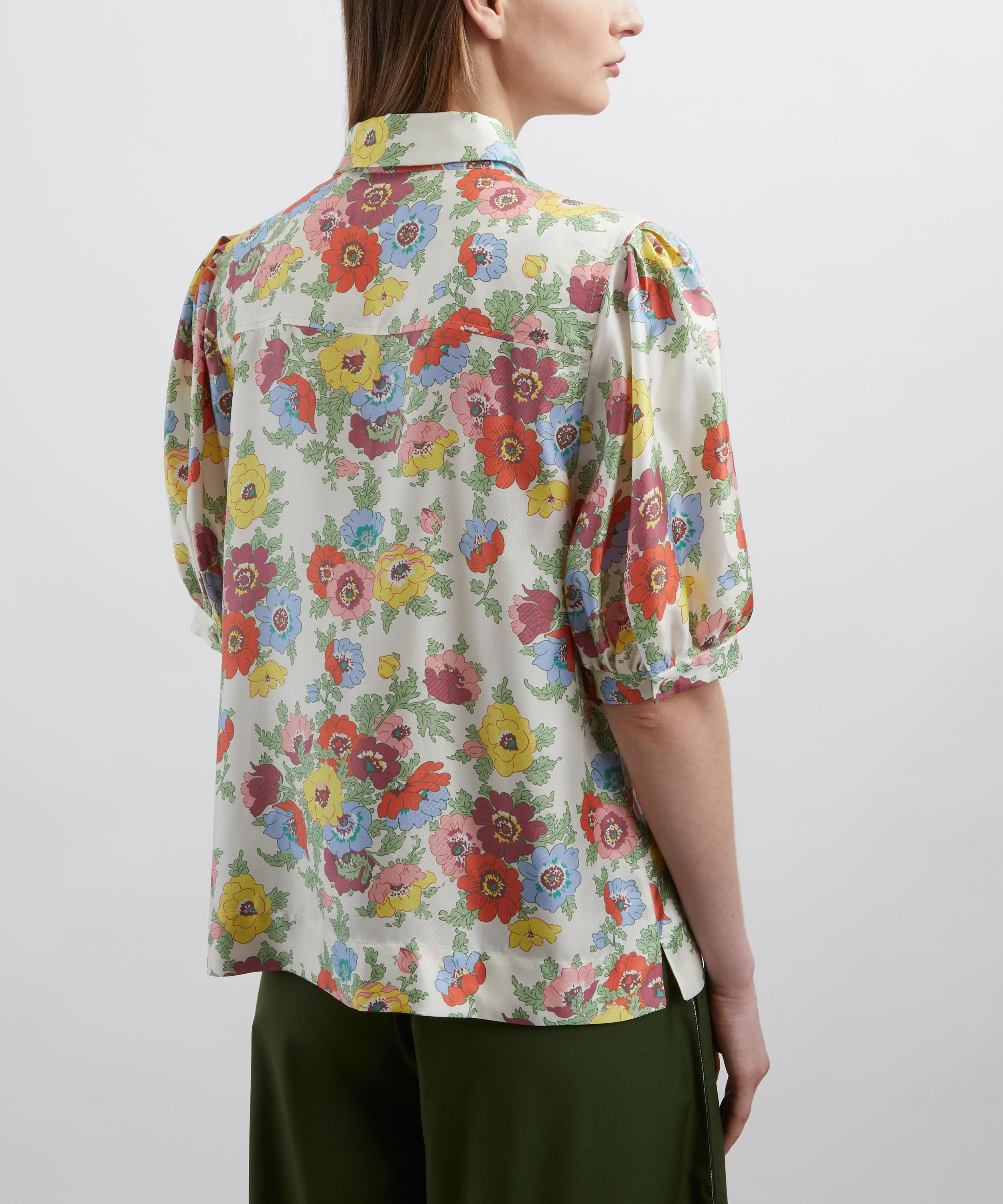 Liberty - Silk Twill Puff-Sleeve Shirt in Madeleine image number 3