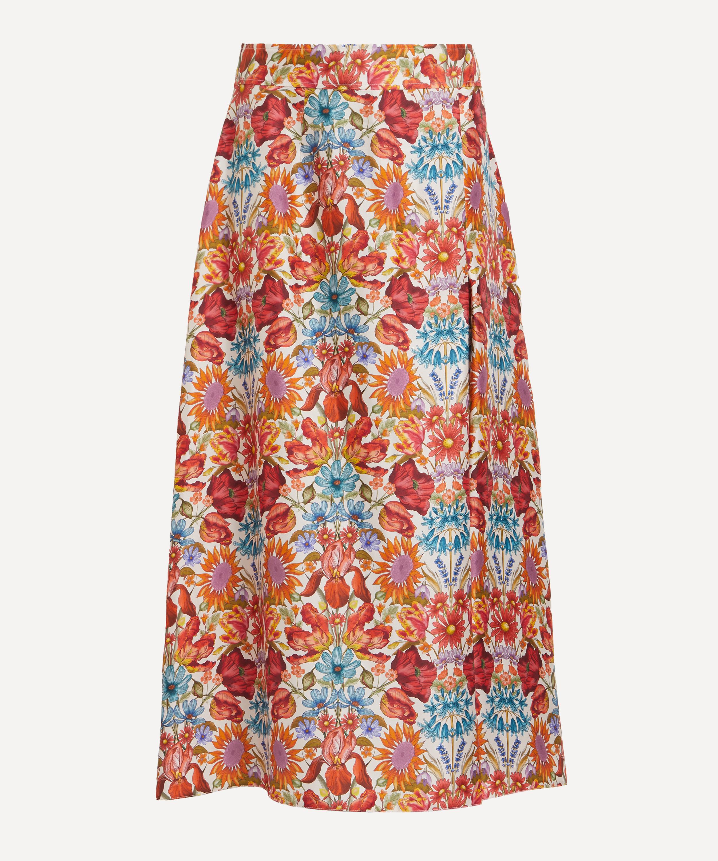 Liberty - Silk Twill Soft Pleat Skirt in Floral Muse image number 0