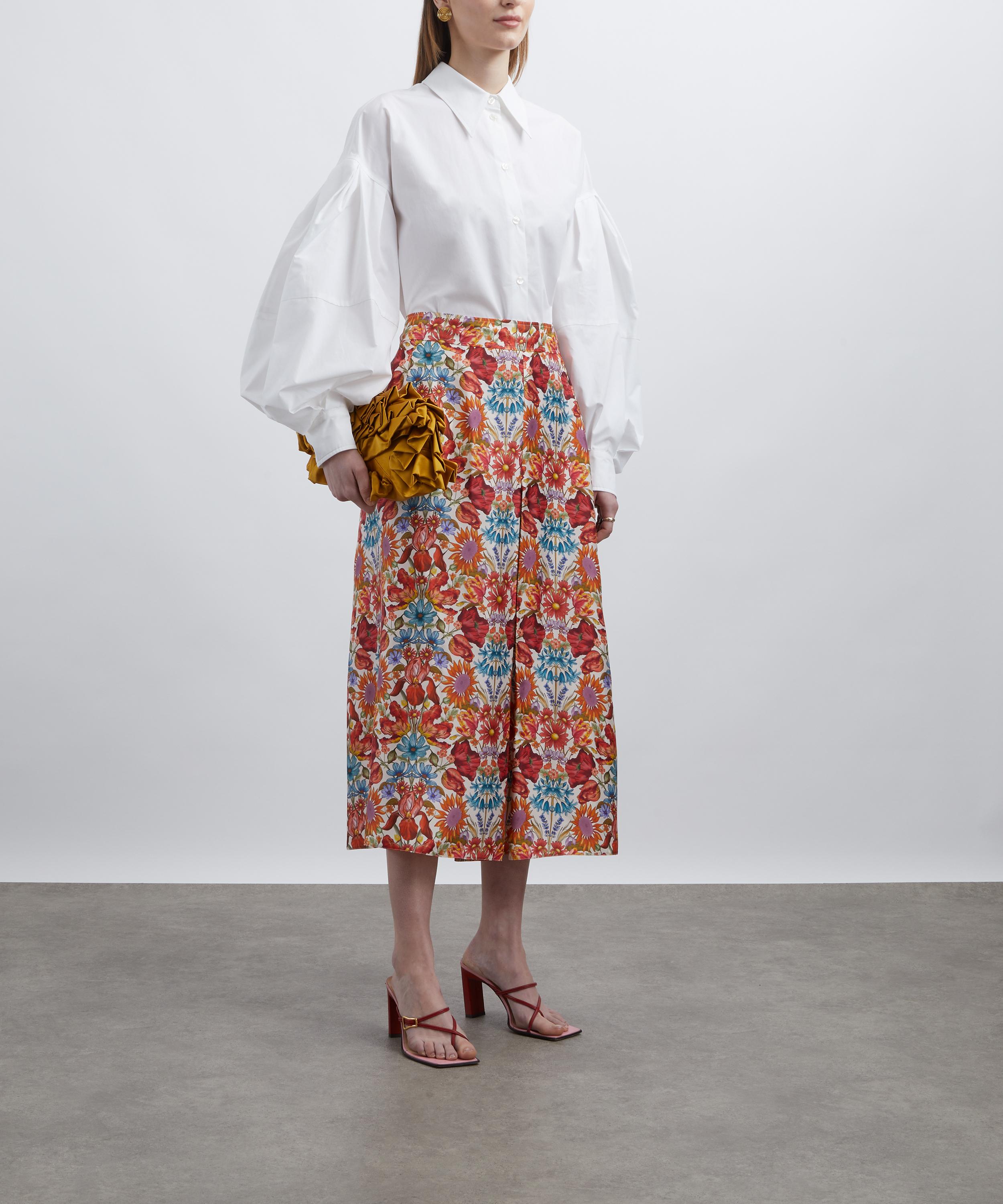 Liberty - Silk Twill Soft Pleat Skirt in Floral Muse image number 1