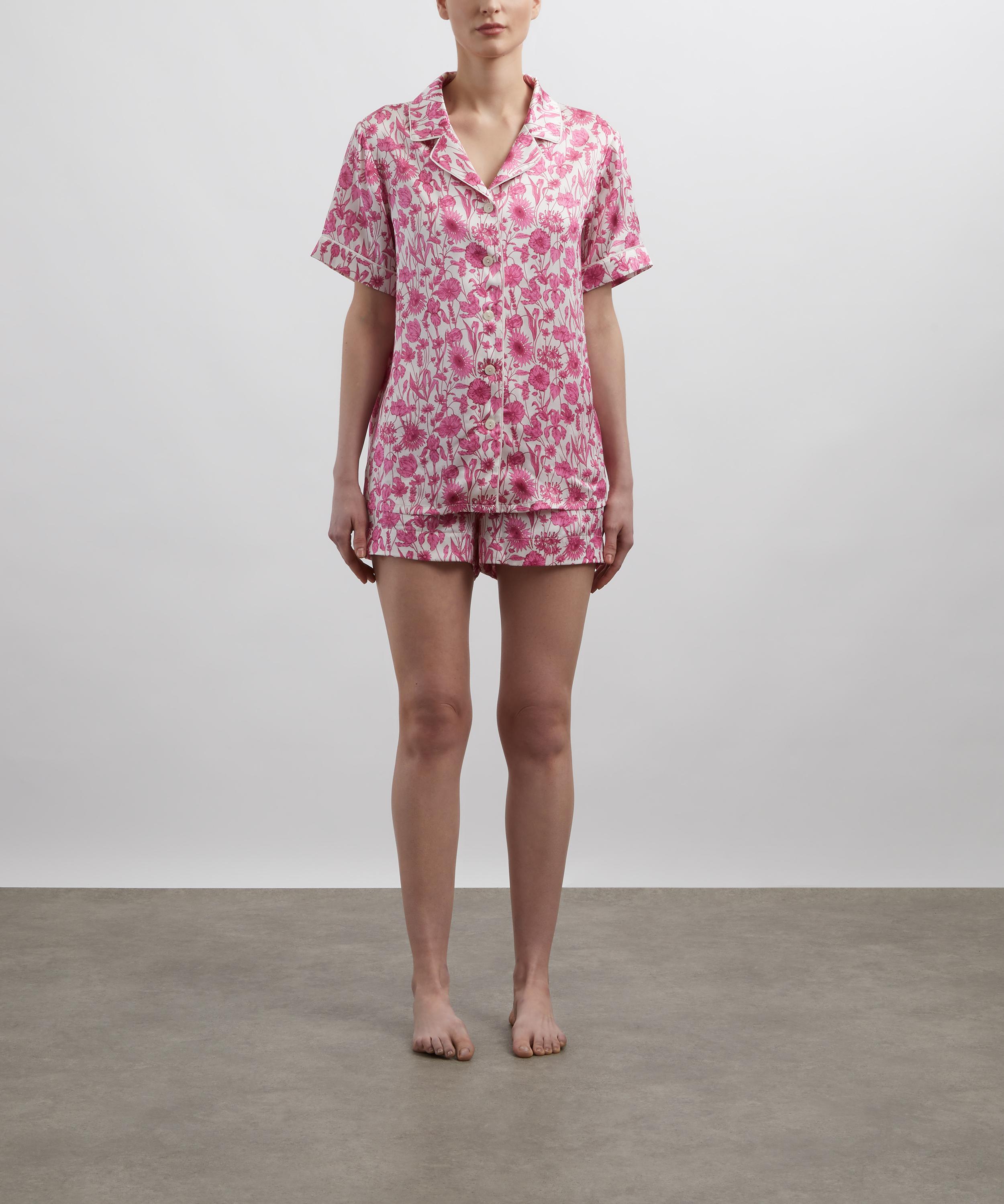 Liberty - Silk-Satin Short Pyjama Set in Mono Muse image number 2