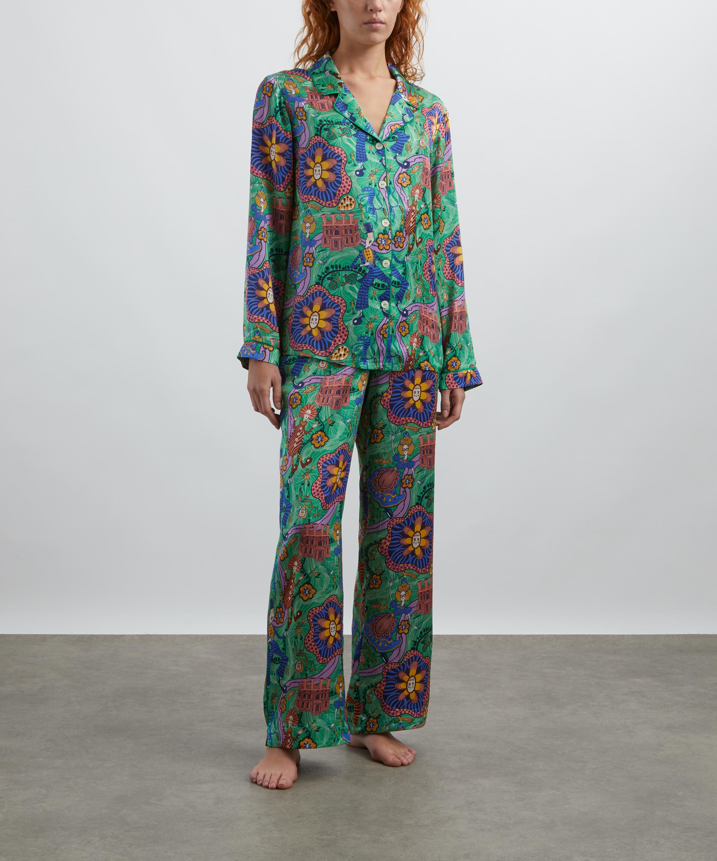 Liberty - Relaxed Silk-Satin Pyjama Set in Shirley Smith image number 1