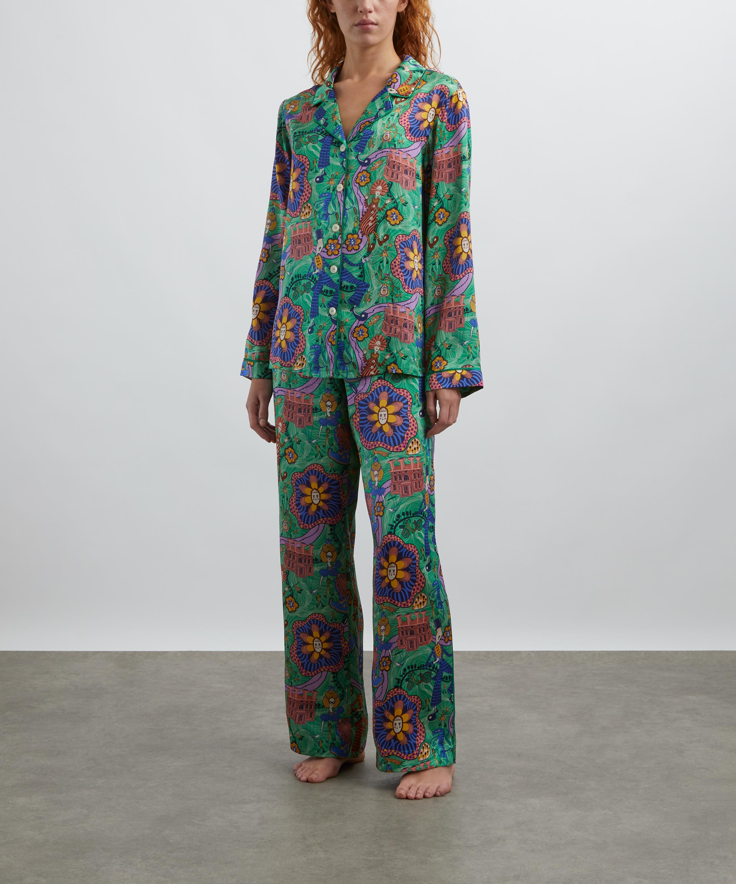 Liberty - Relaxed Silk-Satin Pyjama Set in Shirley Smith image number 2