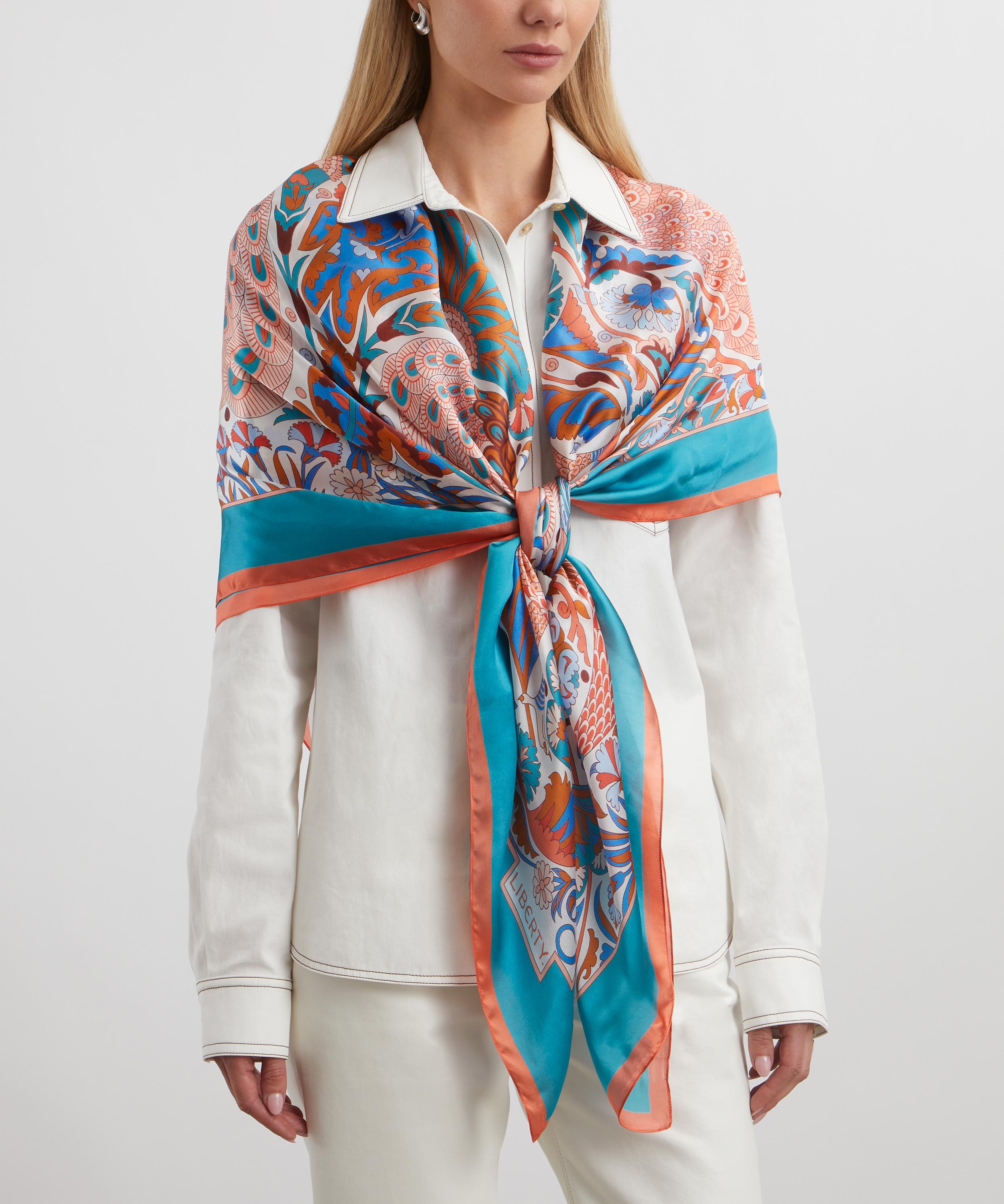 Liberty - Peacock Fiesta 140x140 Silk Scarf image number 1