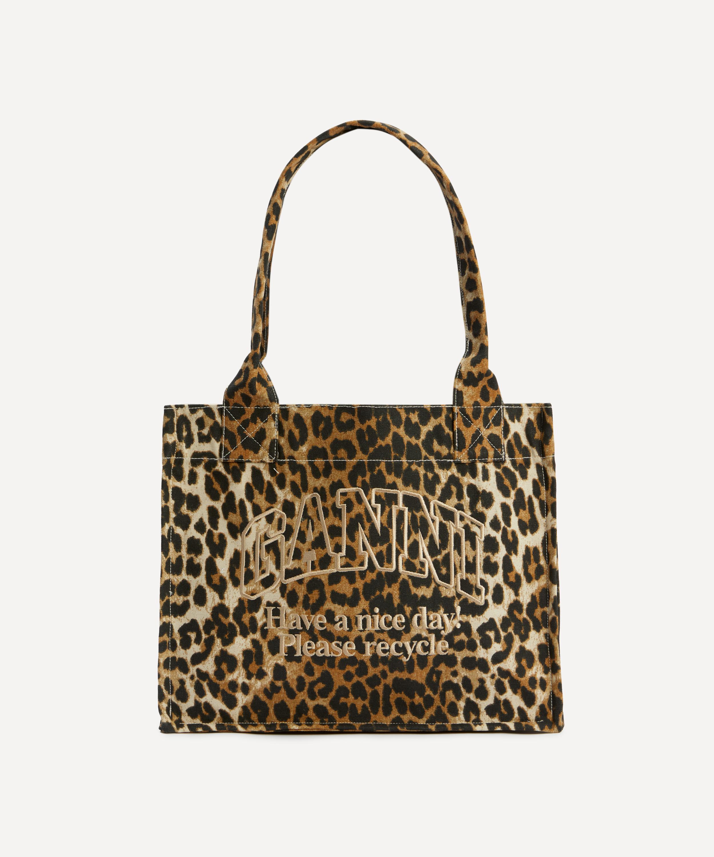 Ganni - Leopard Large Canvas Tote Bag