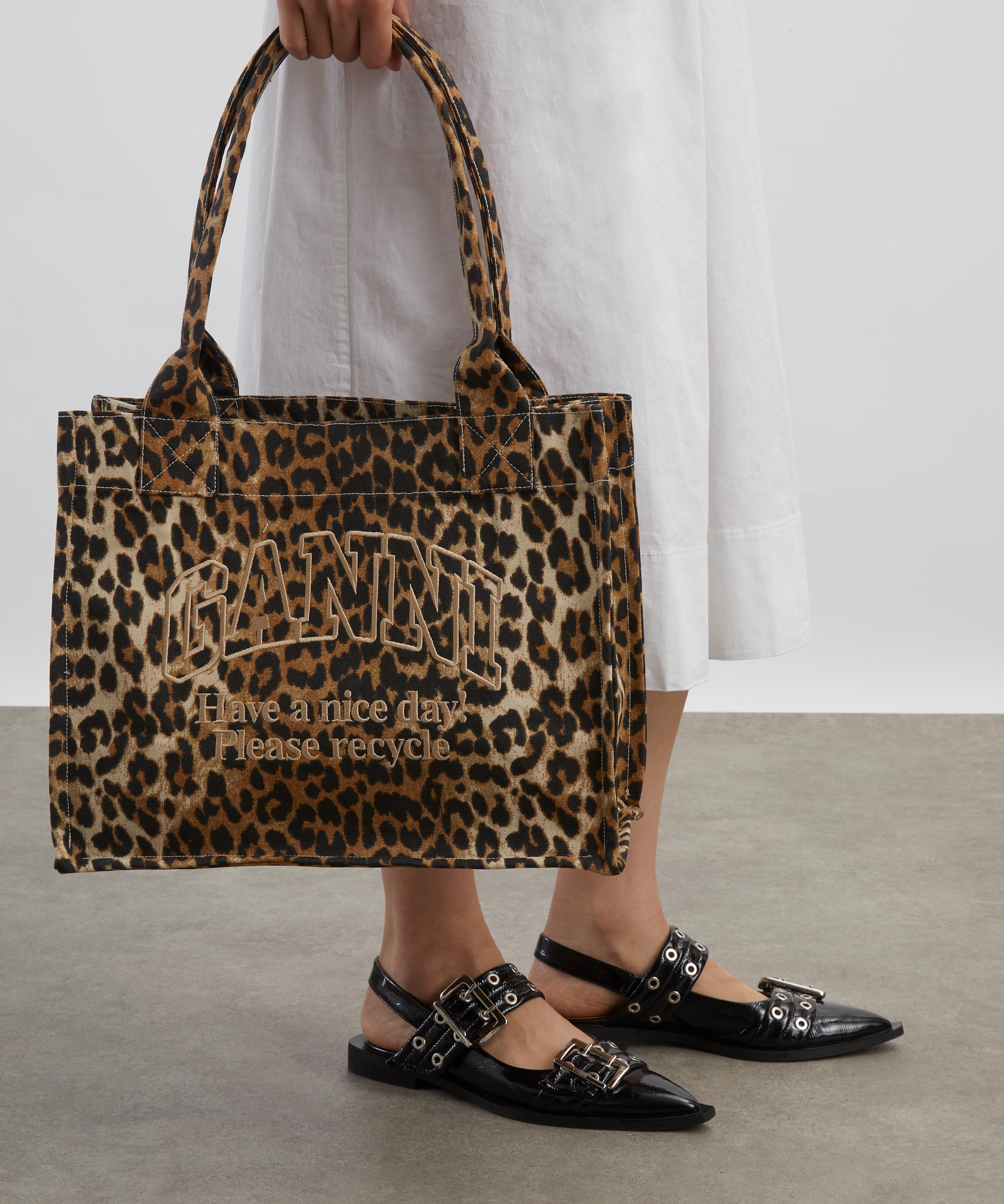 Ganni - Leopard Large Canvas Tote Bag image number 1