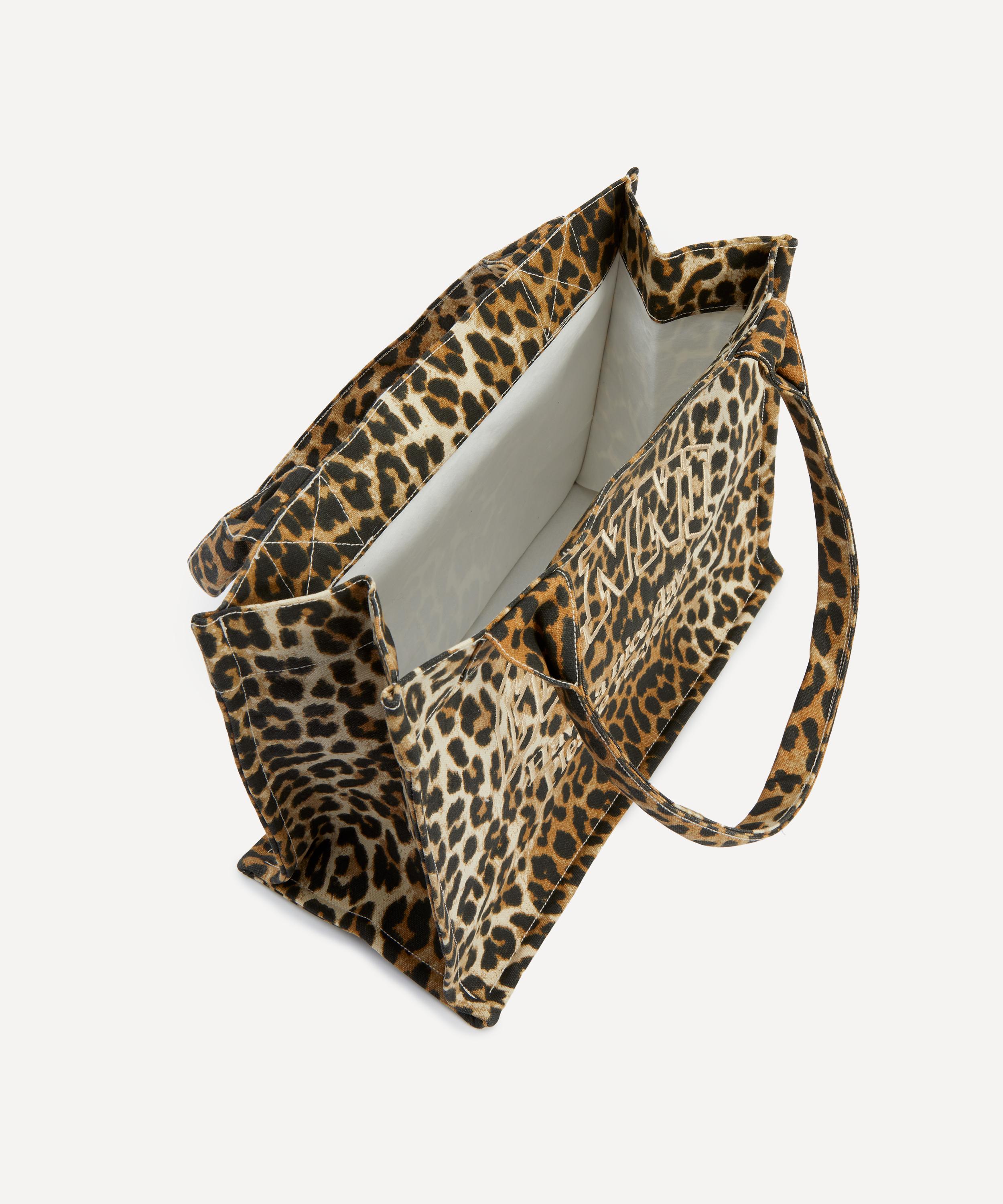 Ganni - Leopard Large Canvas Tote Bag image number 5