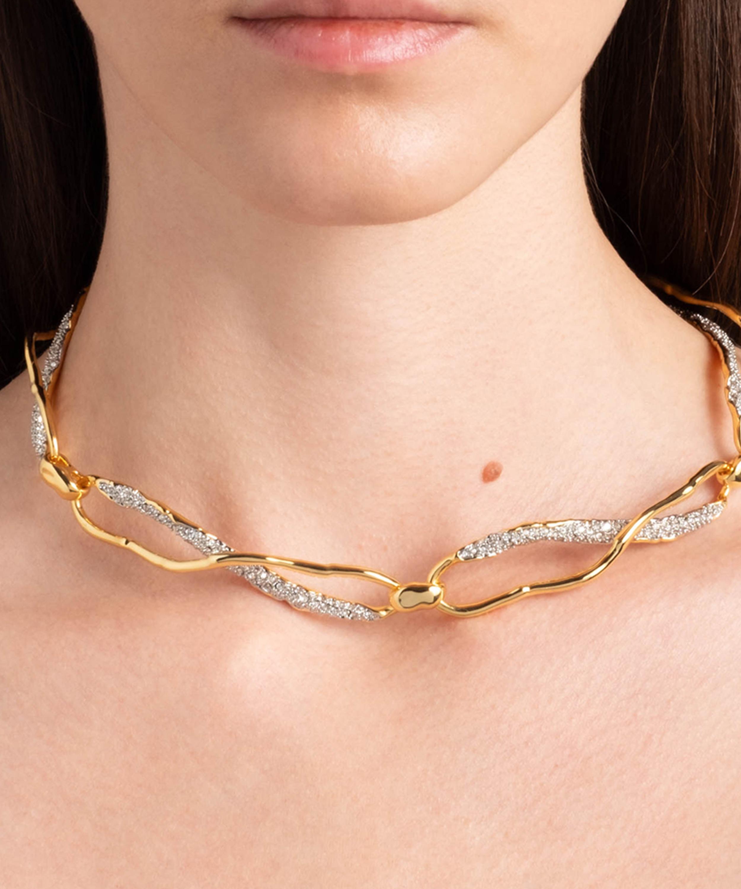 Alexis Bittar - 14ct Gold-Plated Solanales Crystal Infinity Link Collar Necklace image number 1