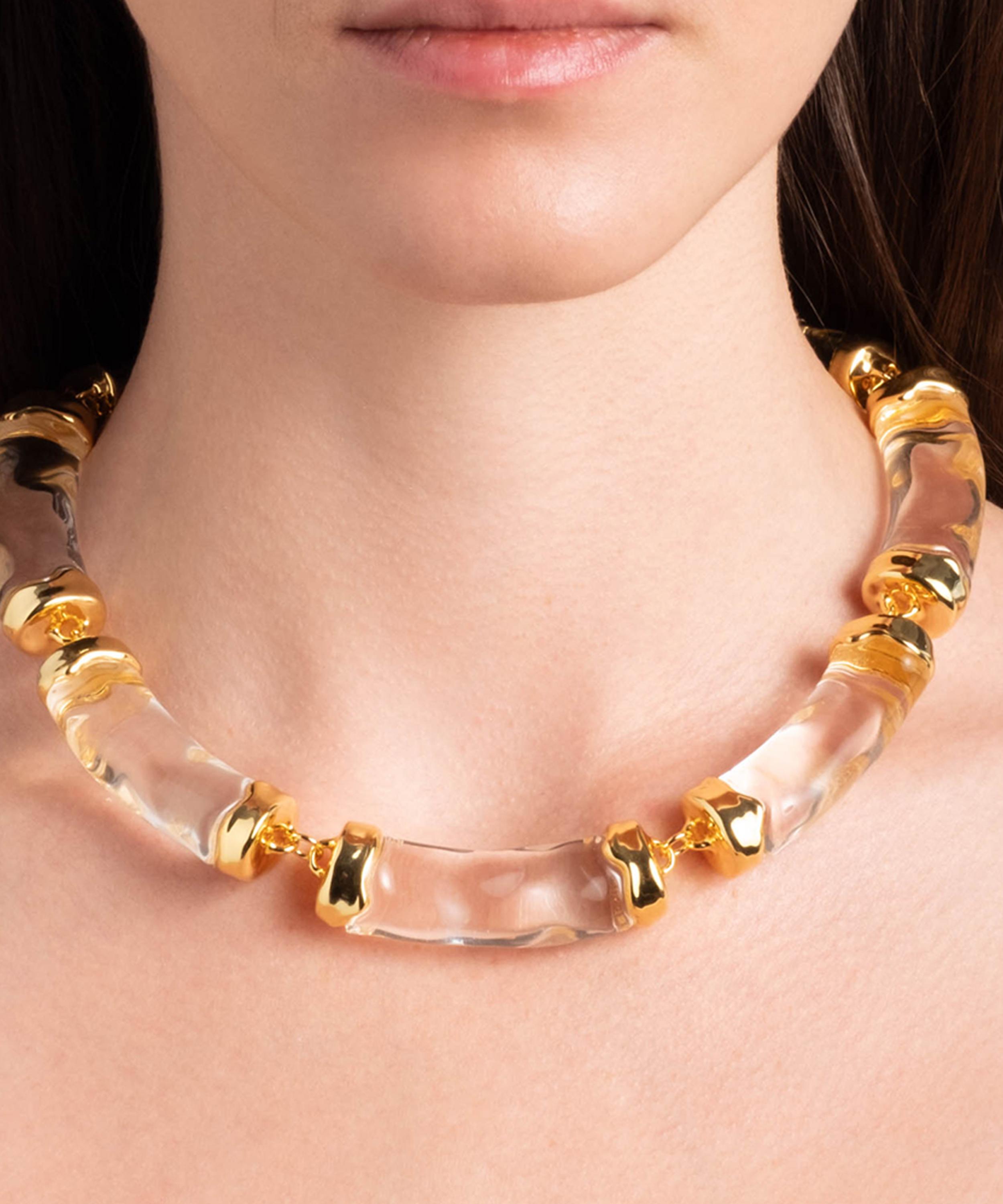 Alexis Bittar - 14ct Gold-Plated Liquid Lucite Pillow Link Collar Necklace image number 1