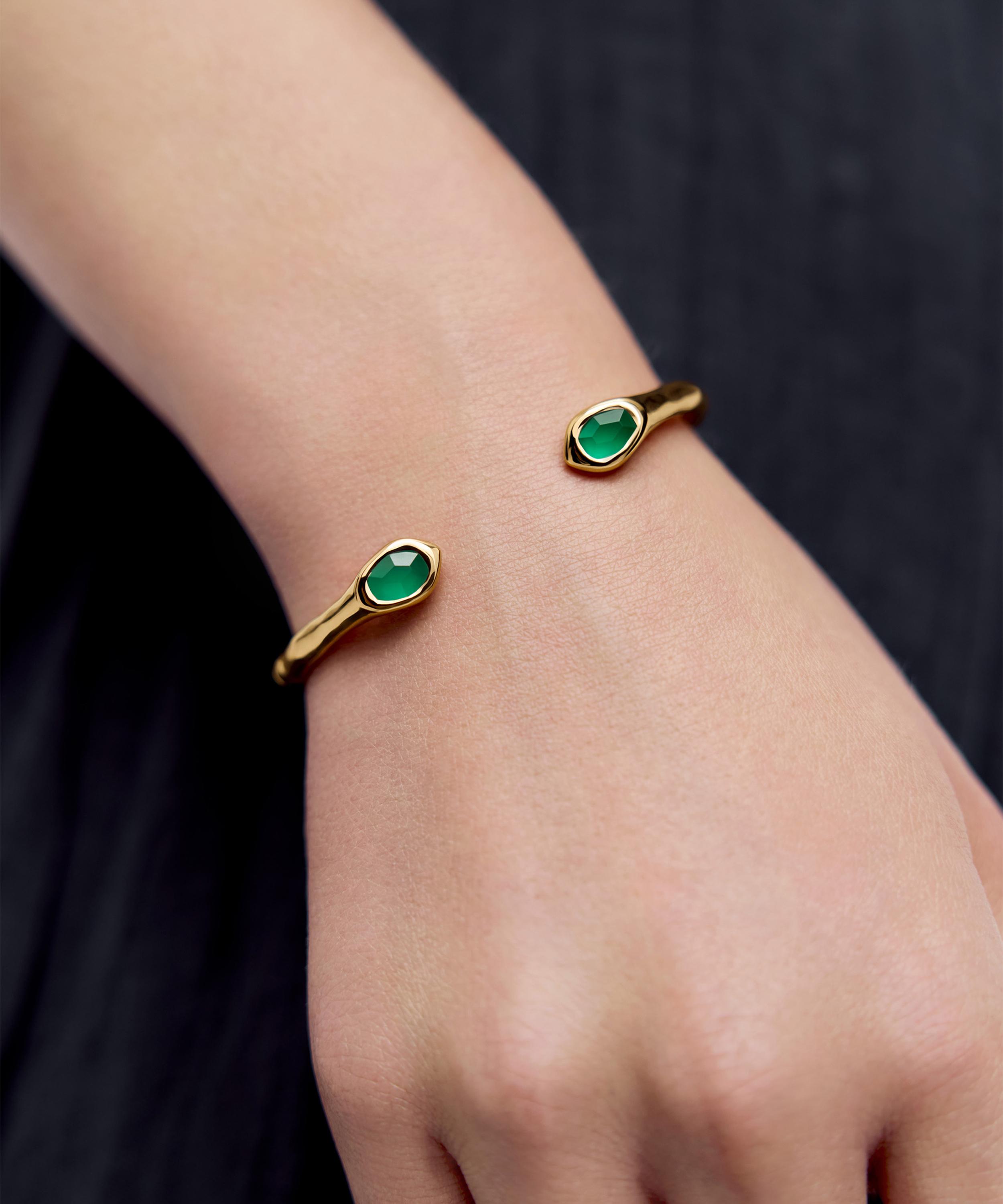 Monica Vinader - 18ct Gold-Plated Vermeil Silver Odyssey Gemstone Open Cuff Bracelet image number 1