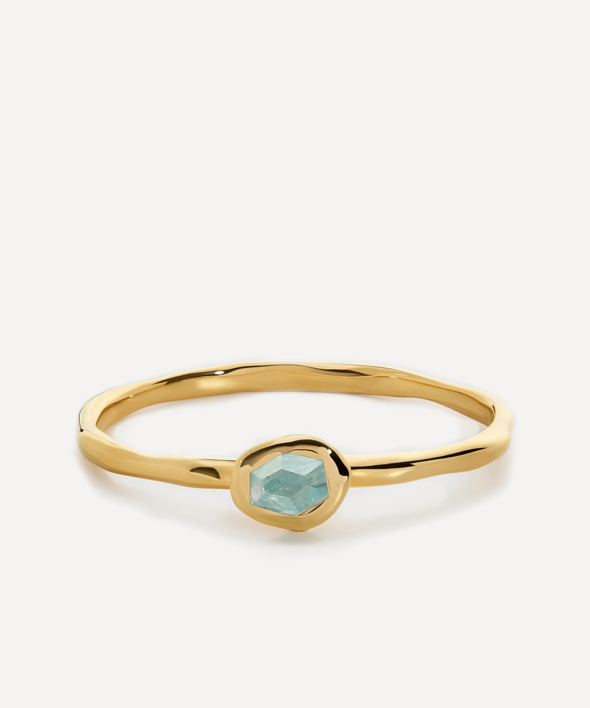 Monica Vinader - 18ct Gold-Plated Vermeil Silver Odyssey Gemstone Open Ring image number 0